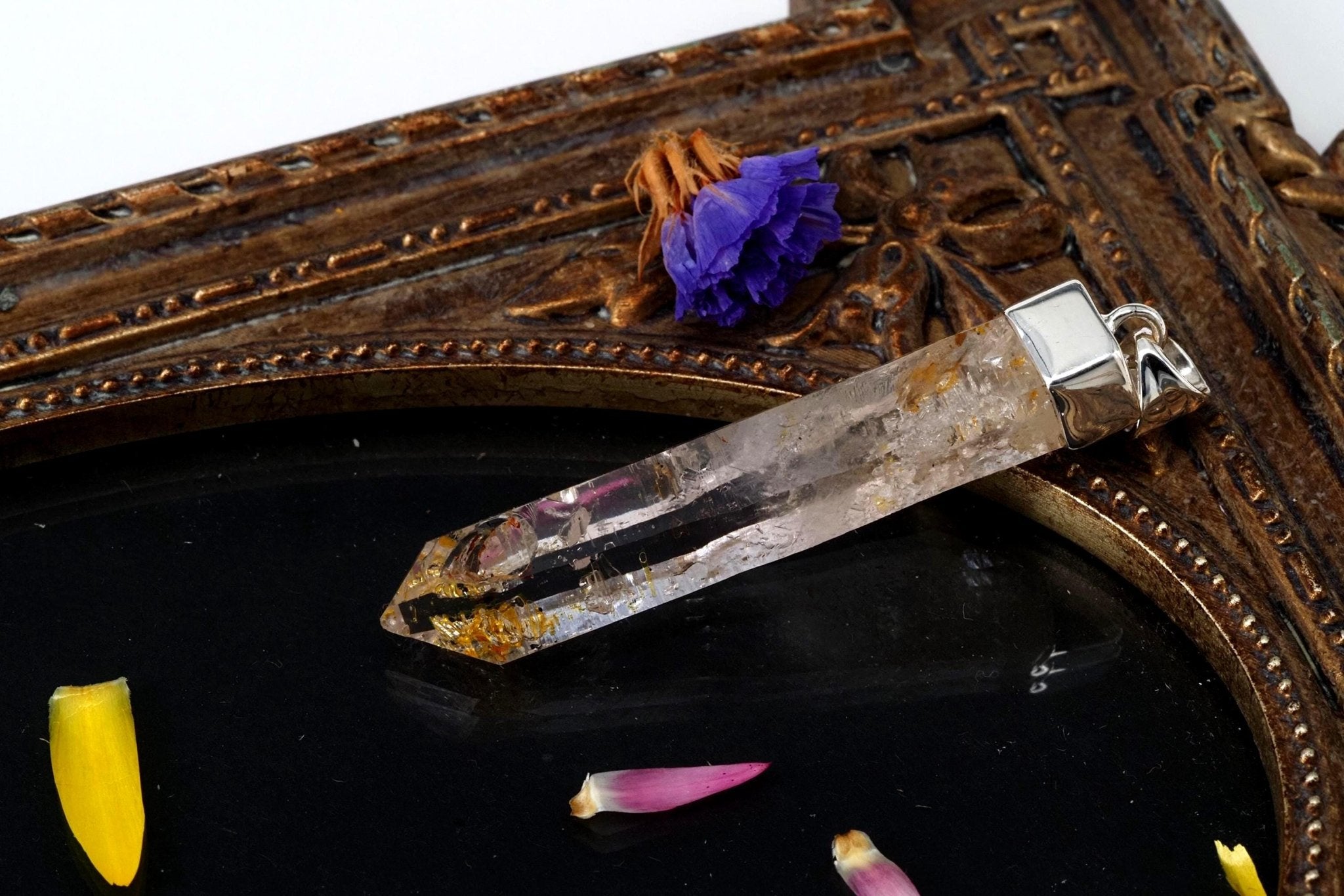 Petroleum Quarz Anhänger Firefly Silber UV Kristall