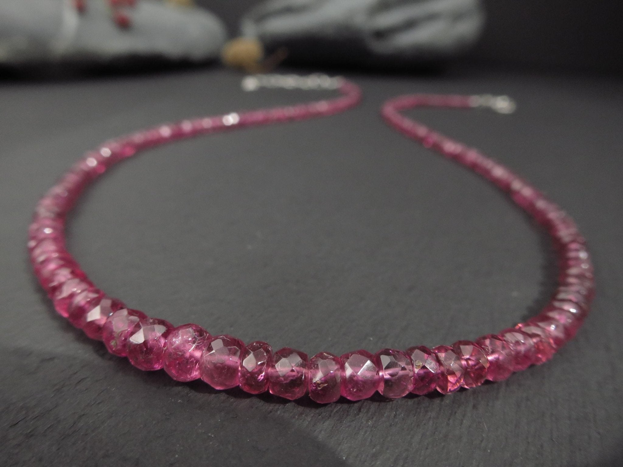 Pink Turmalin Kette Silber Rubellit Edelstein Halskette