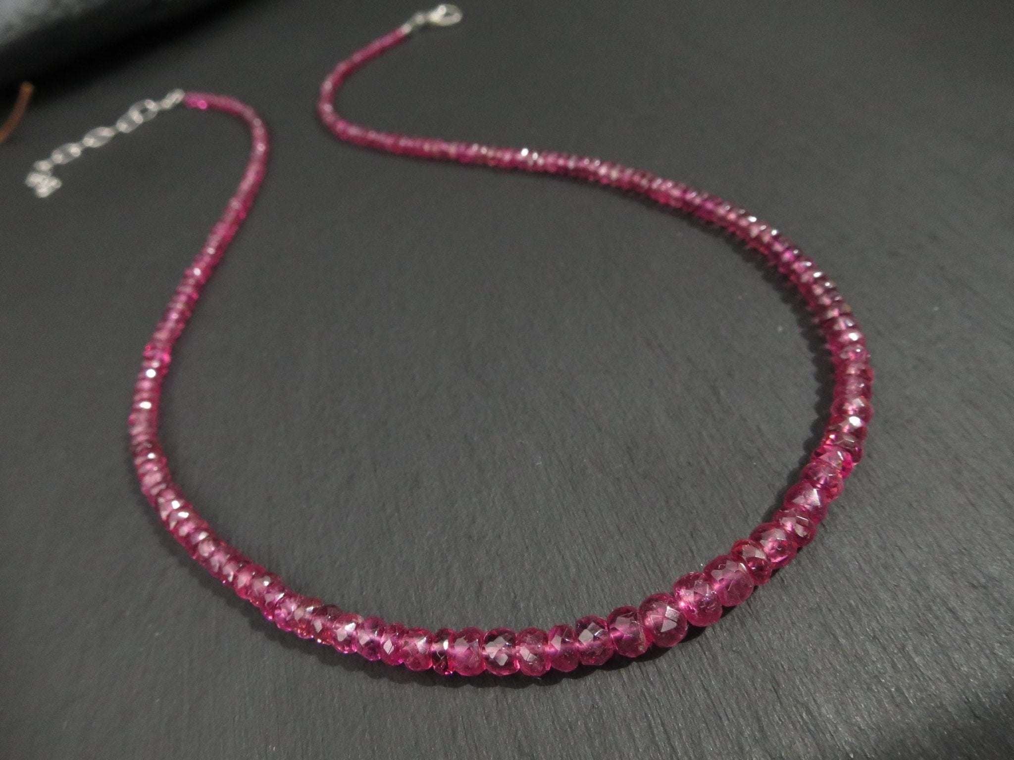 Pink Turmalin Kette Silber Rubellit Edelstein Halskette