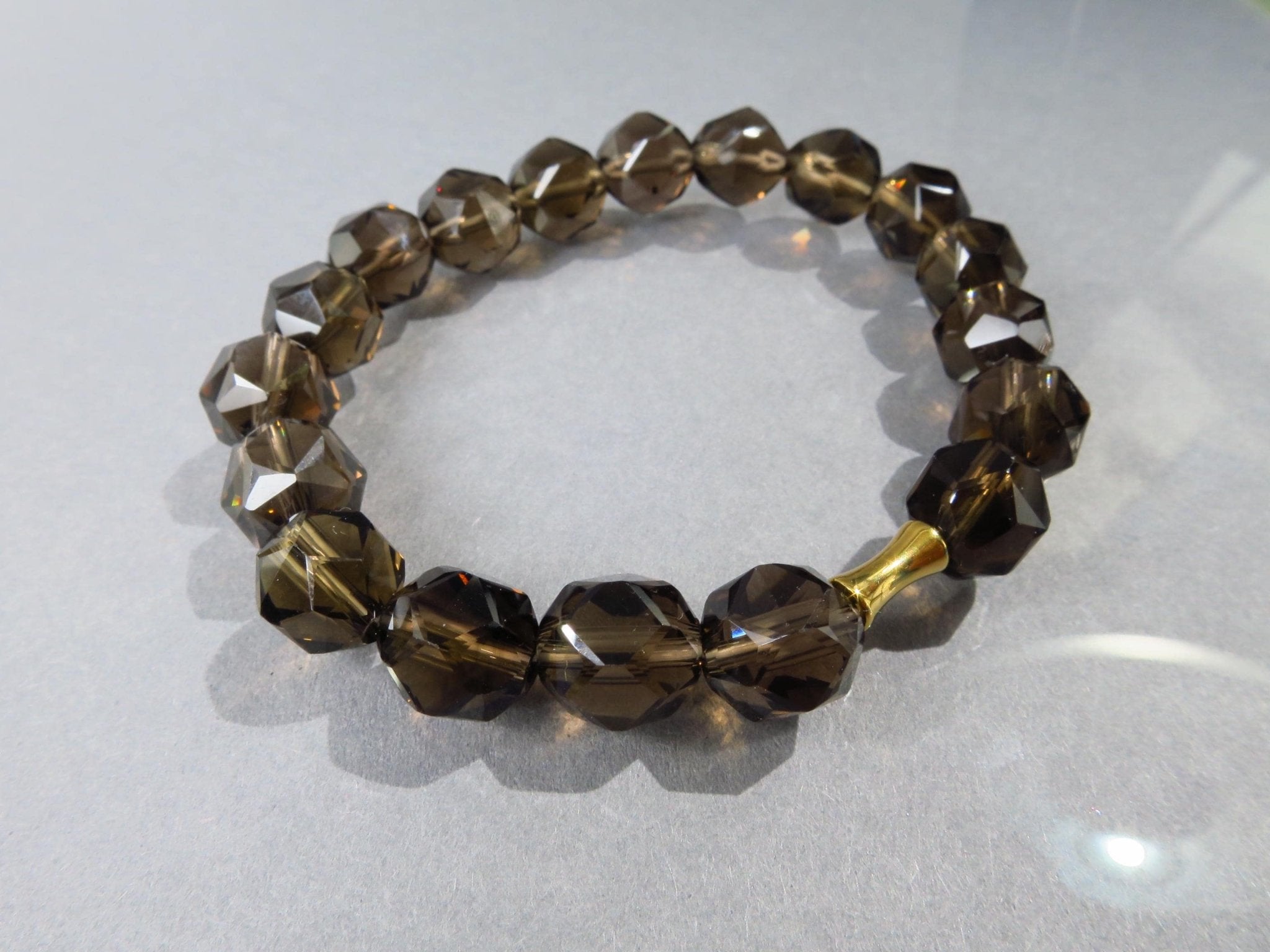 Rauchquarz Armband in braun und gold Edelstein Stacking Bracelet