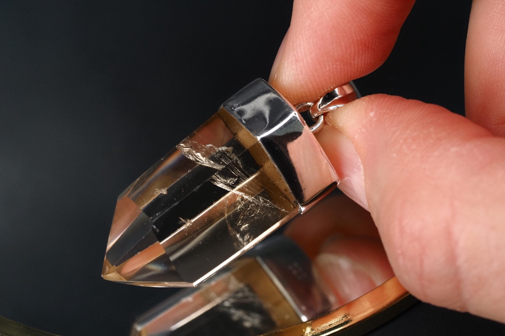 Rauchquarz Sterling Silber Anhänger Länge mit Öse 40mm