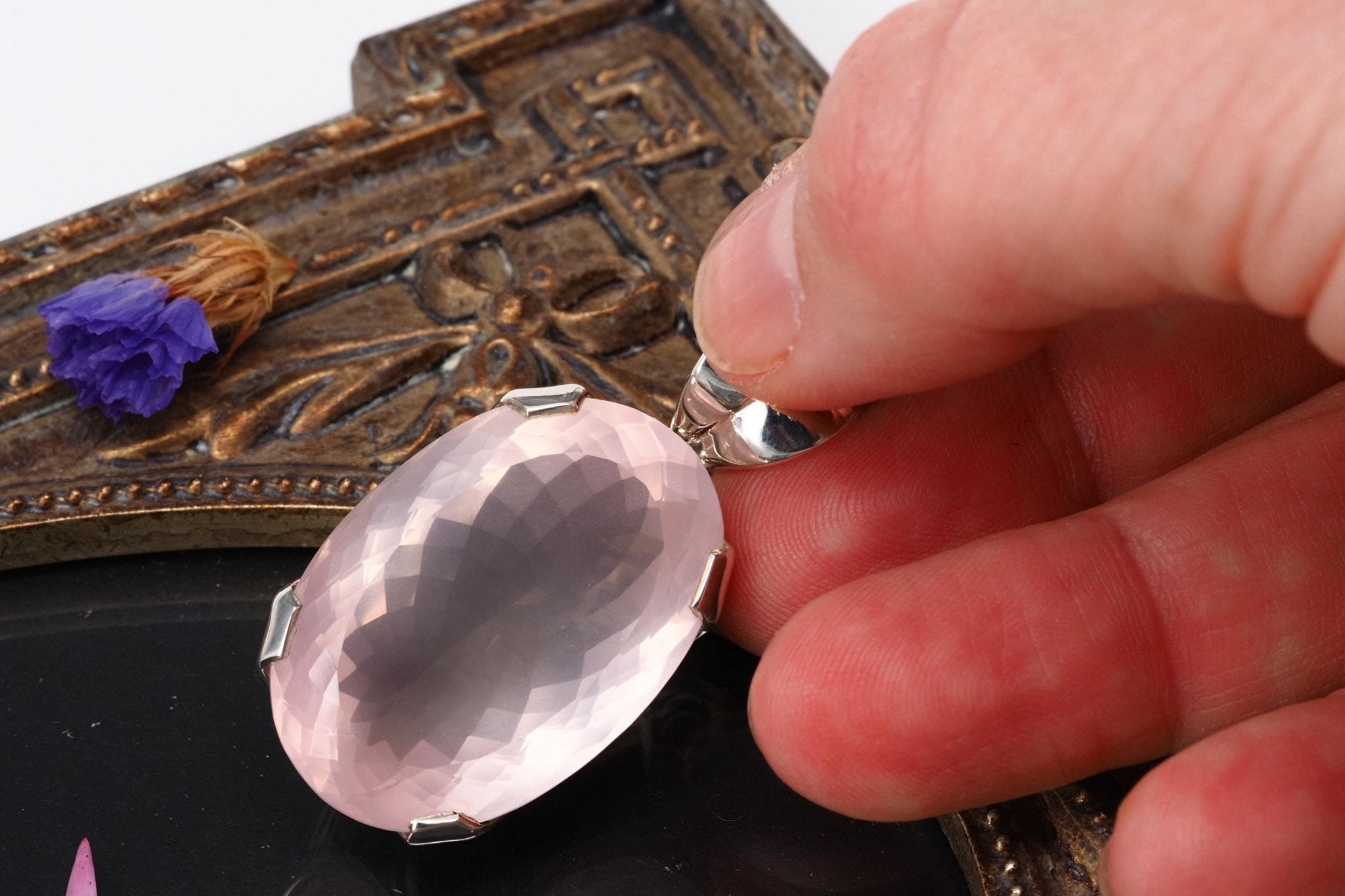 Rosenquarz Anhänger Edelstein facettiert Einzelstück