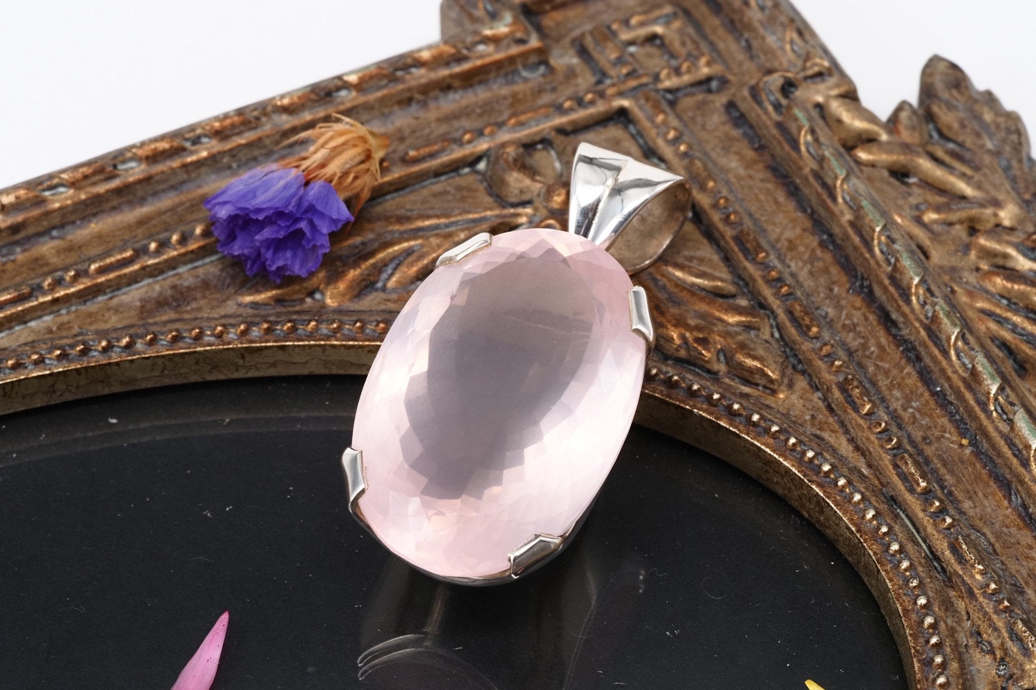 Rosenquarz Anhänger Edelstein facettiert Einzelstück