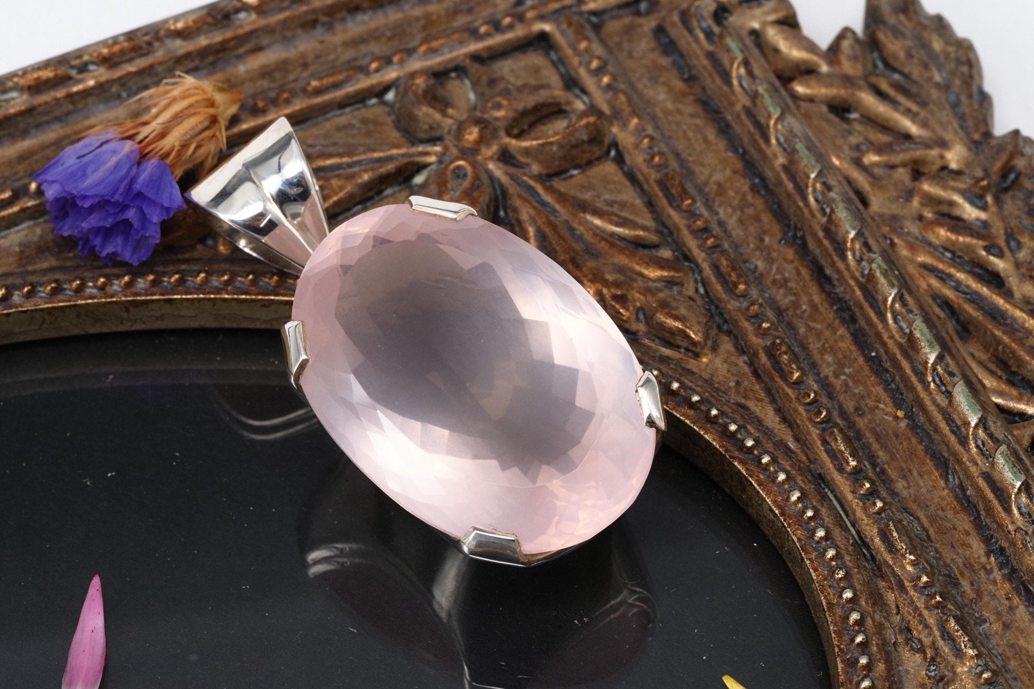 Rosenquarz Anhänger Edelstein facettiert Einzelstück