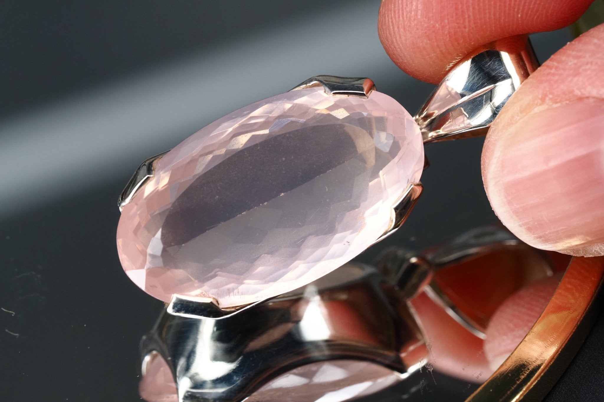 Rosenquarz Anhänger gefasst in 925 Silber Einzelstück