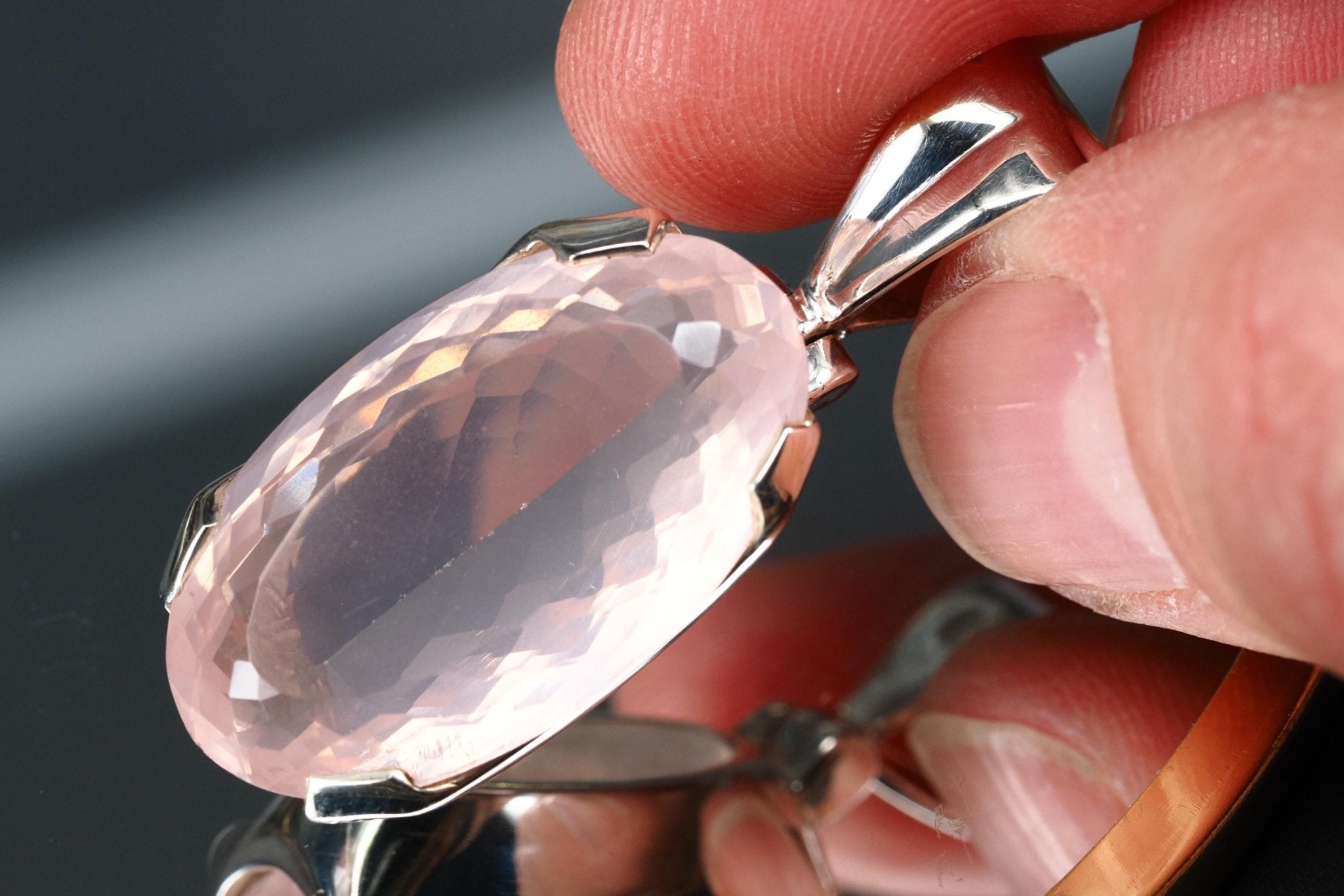 Rosenquarz Anhänger gefasst in 925 Silber Einzelstück