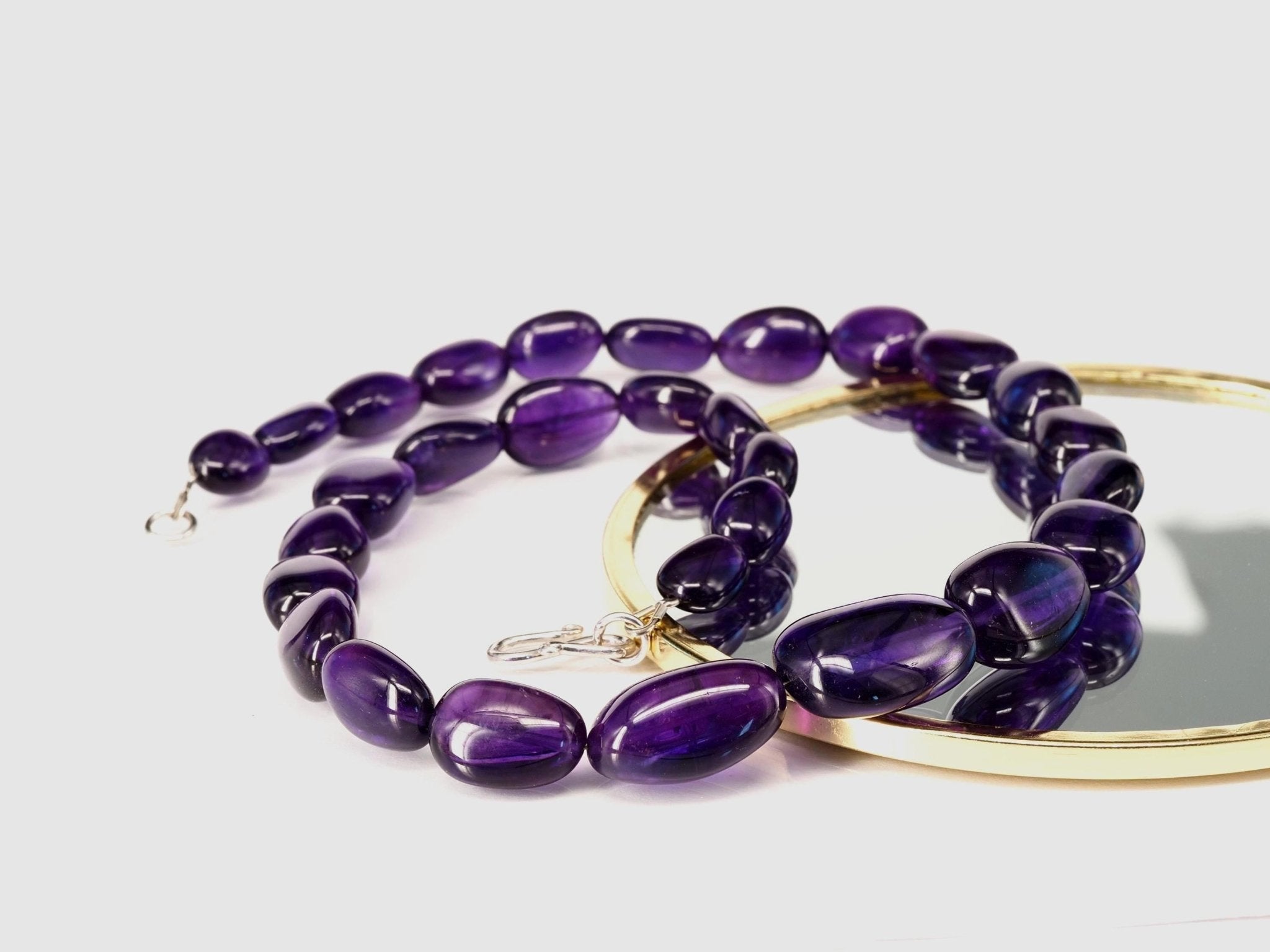 Rosenquarz Halskette Damen – Natürliche Edelsteinkette mit großen Nugget - Perlen | 925 Silber | Handgefertigt