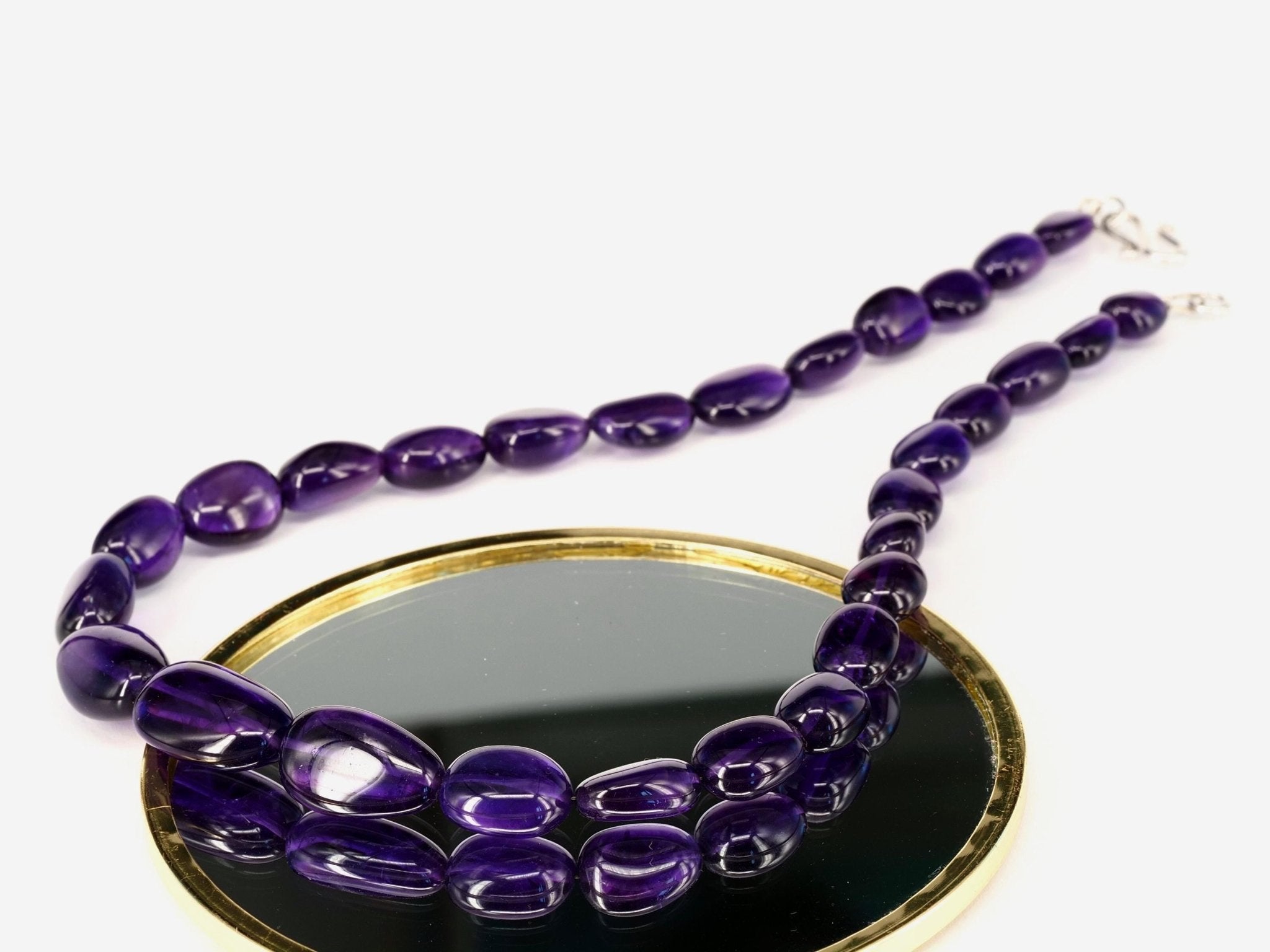 Rosenquarz Halskette Damen – Natürliche Edelsteinkette mit großen Nugget - Perlen | 925 Silber | Handgefertigt