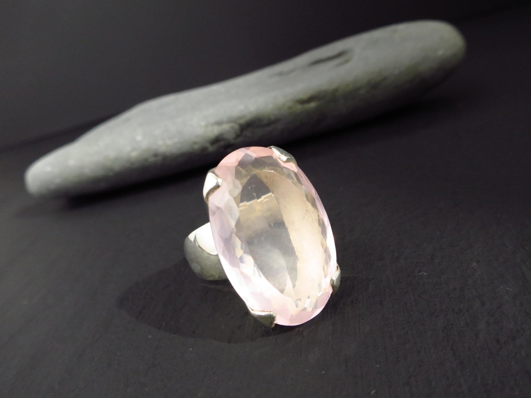 Rosenquarz Ring 925 Silber rosa Edelstein Ring Größe 8