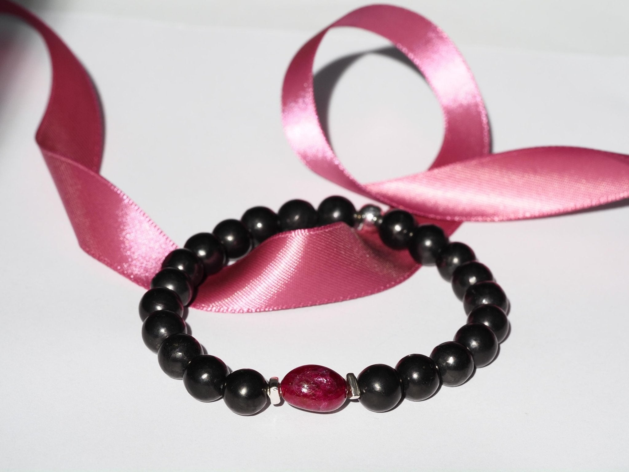 Rubin Armband und Schungit für Männer Edelstein