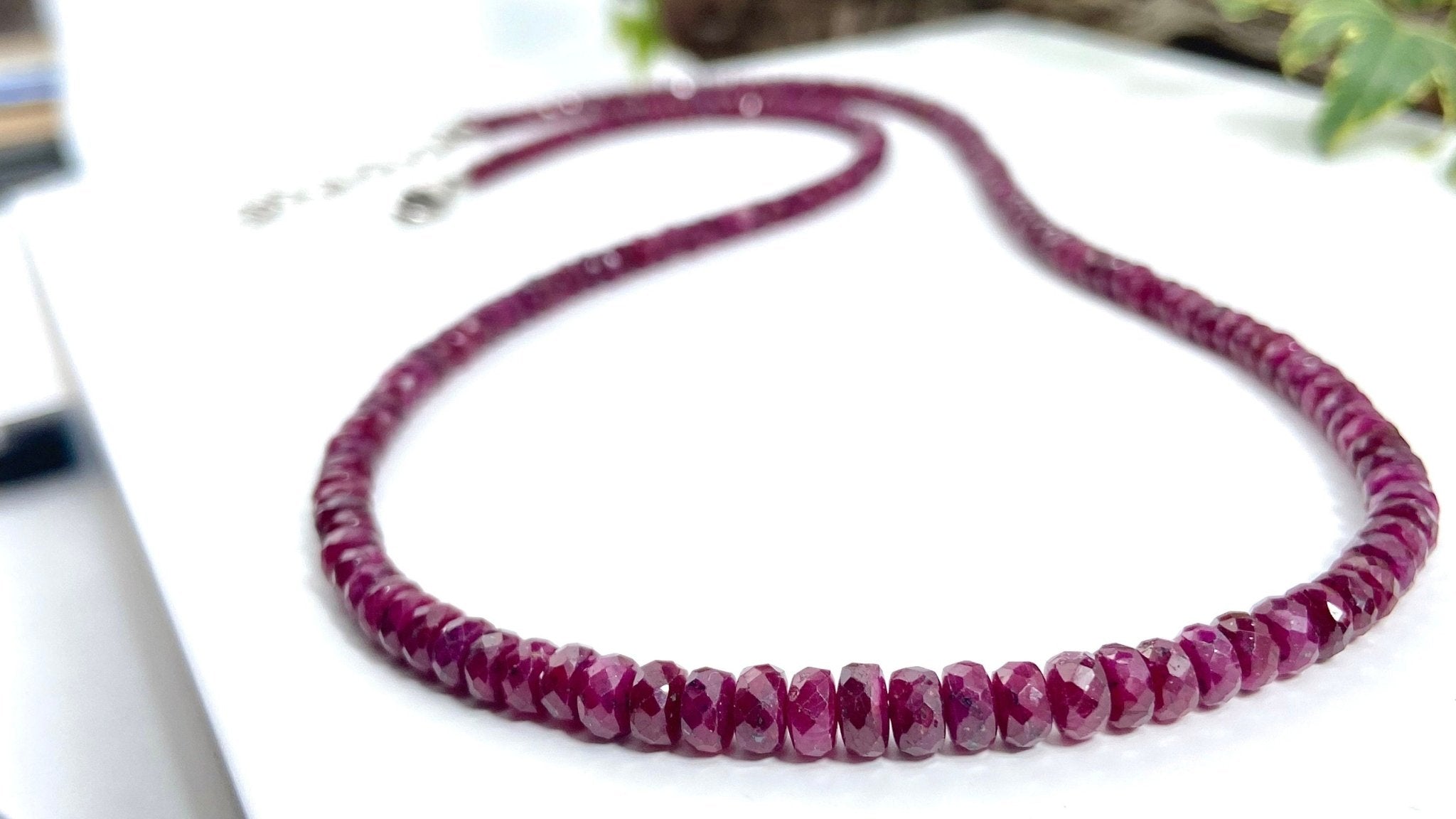Rubin Halskette Natur unbehandelt Edelstein Collier