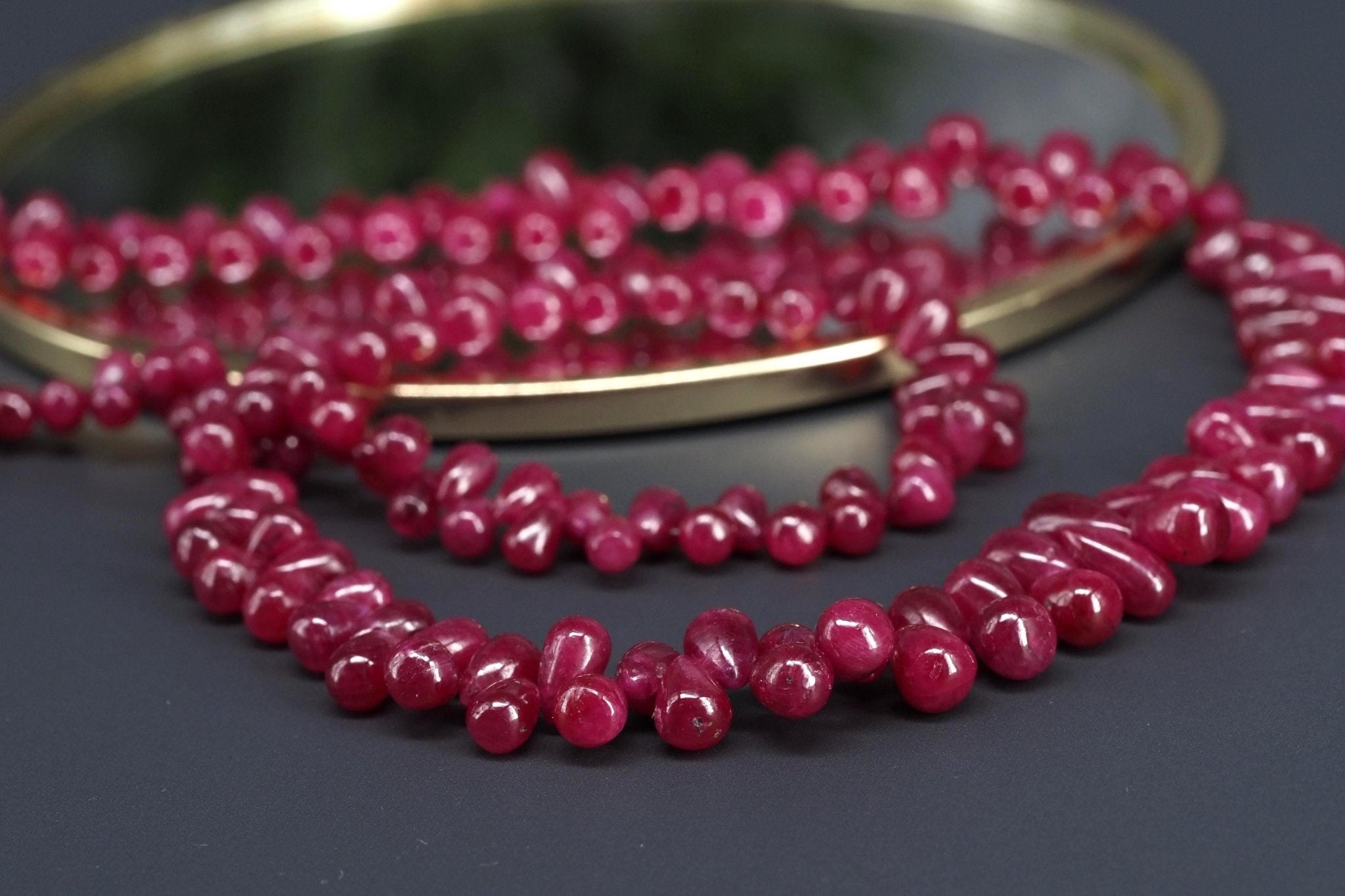 Rubin Kette – echte unbehandelte Edelstein Tropfen Kette