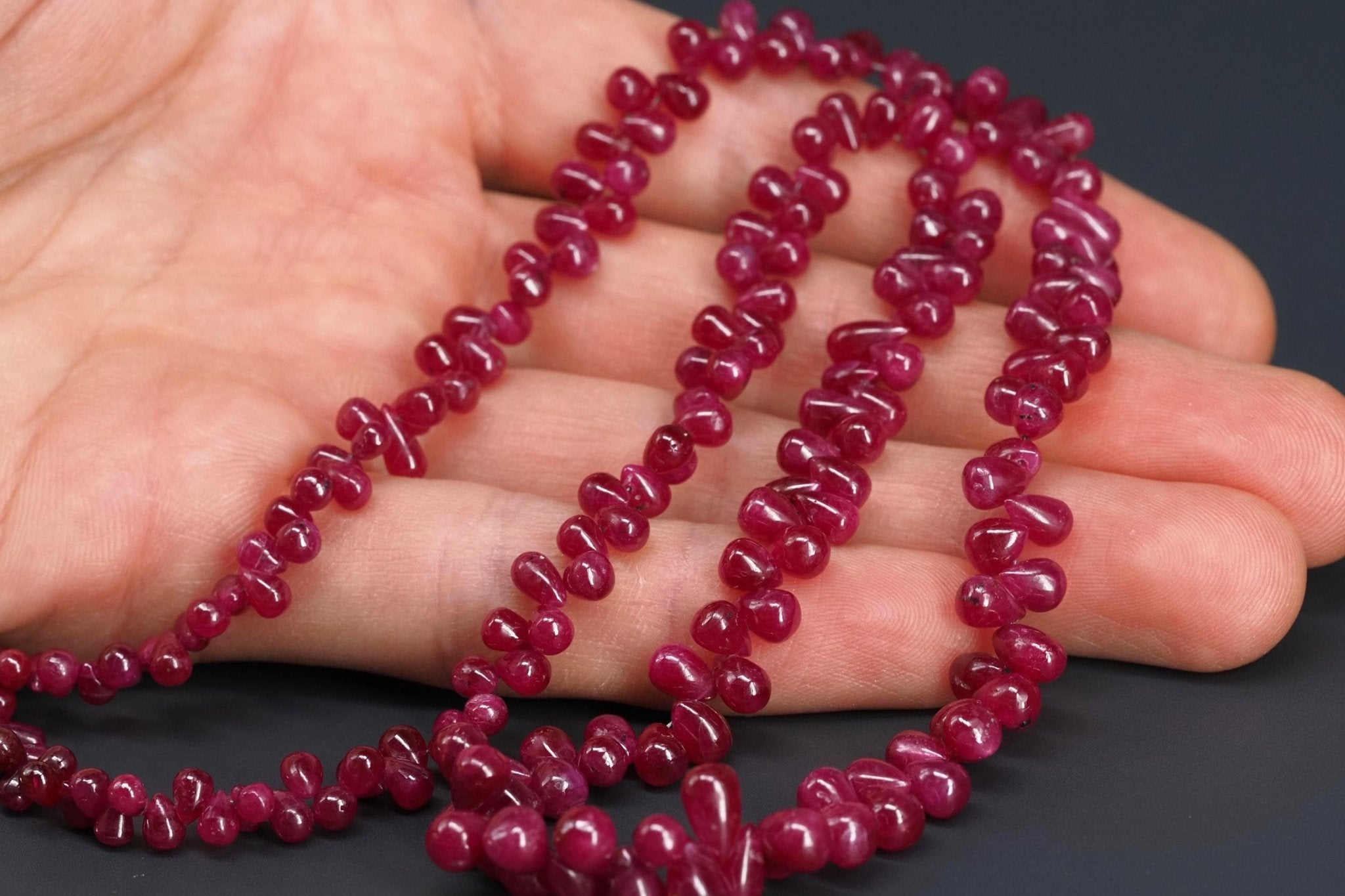 Rubin Kette – echte unbehandelte Edelstein Tropfen Kette