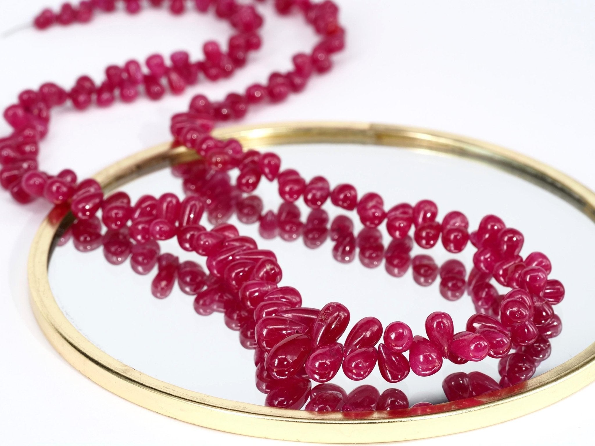 Rubin Kette rot 48cm Natur Edelstein Tropfen Gold