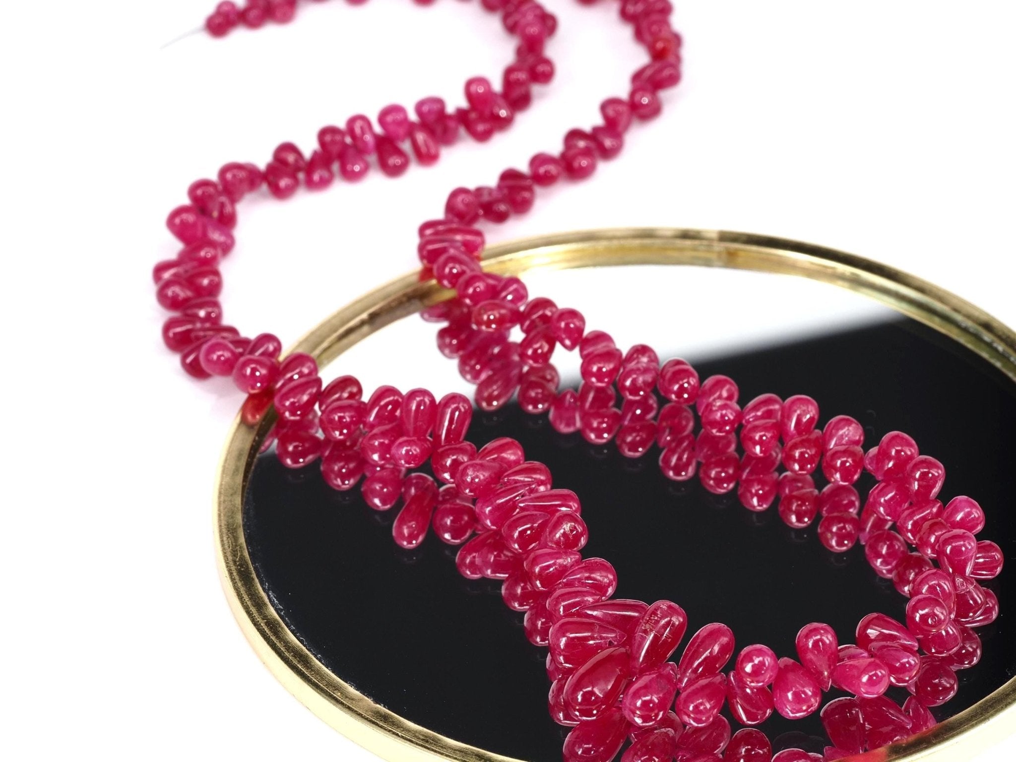 Rubin Kette rot 48cm Natur Edelstein Tropfen Gold