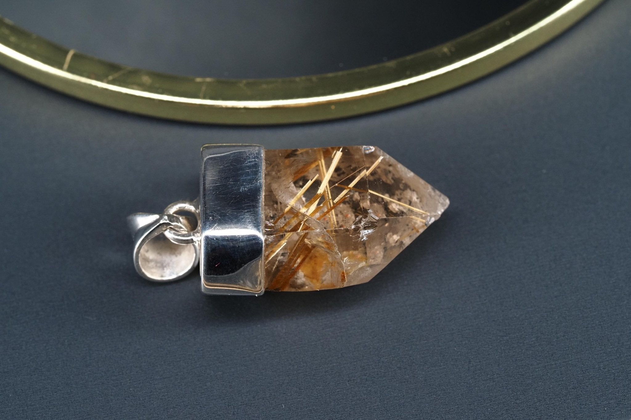 Rutilquarz Anhänger Silber Brasilien Länge mit Öse 34mm