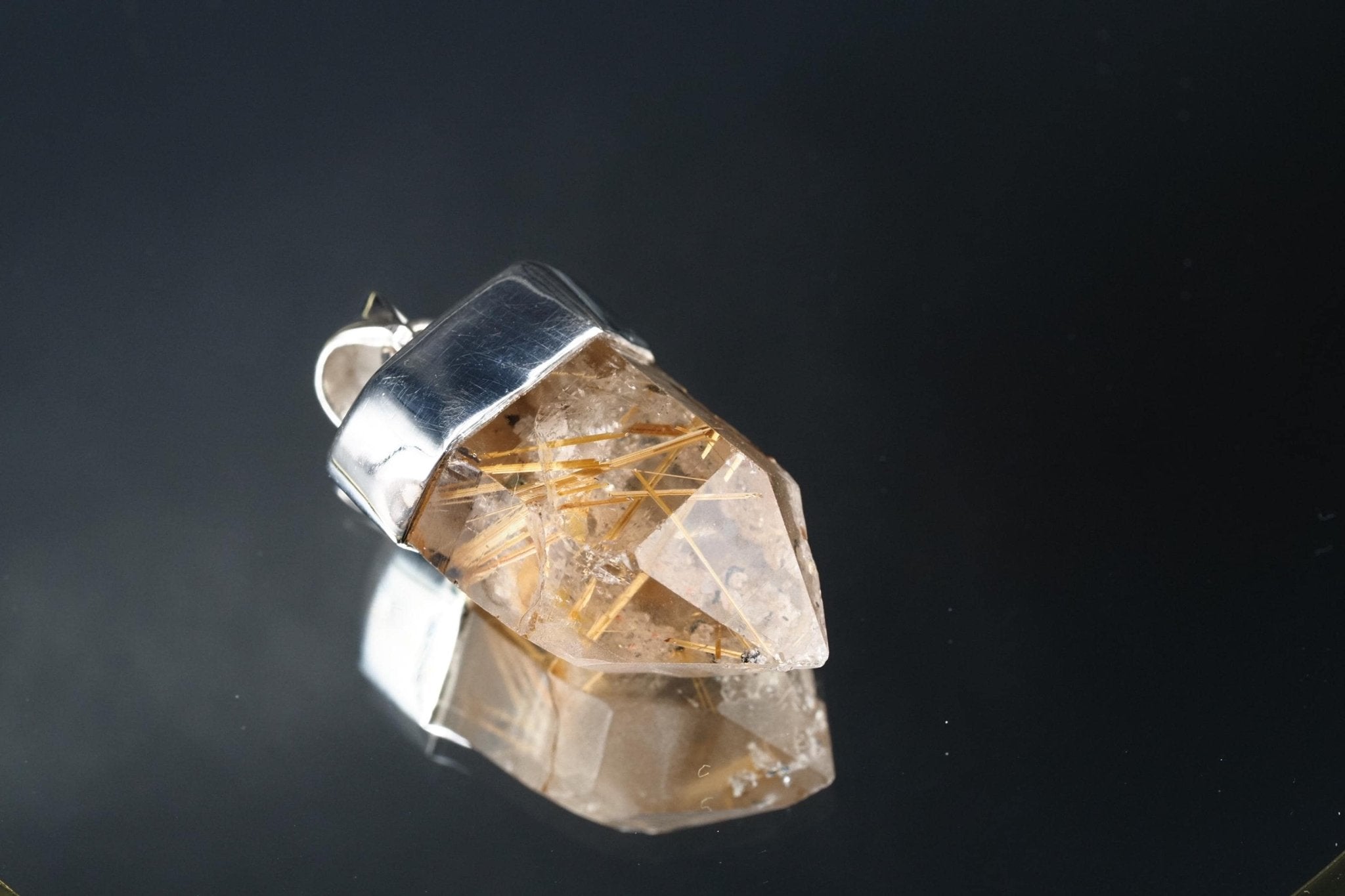 Rutilquarz Anhänger Silber Brasilien Länge mit Öse 34mm