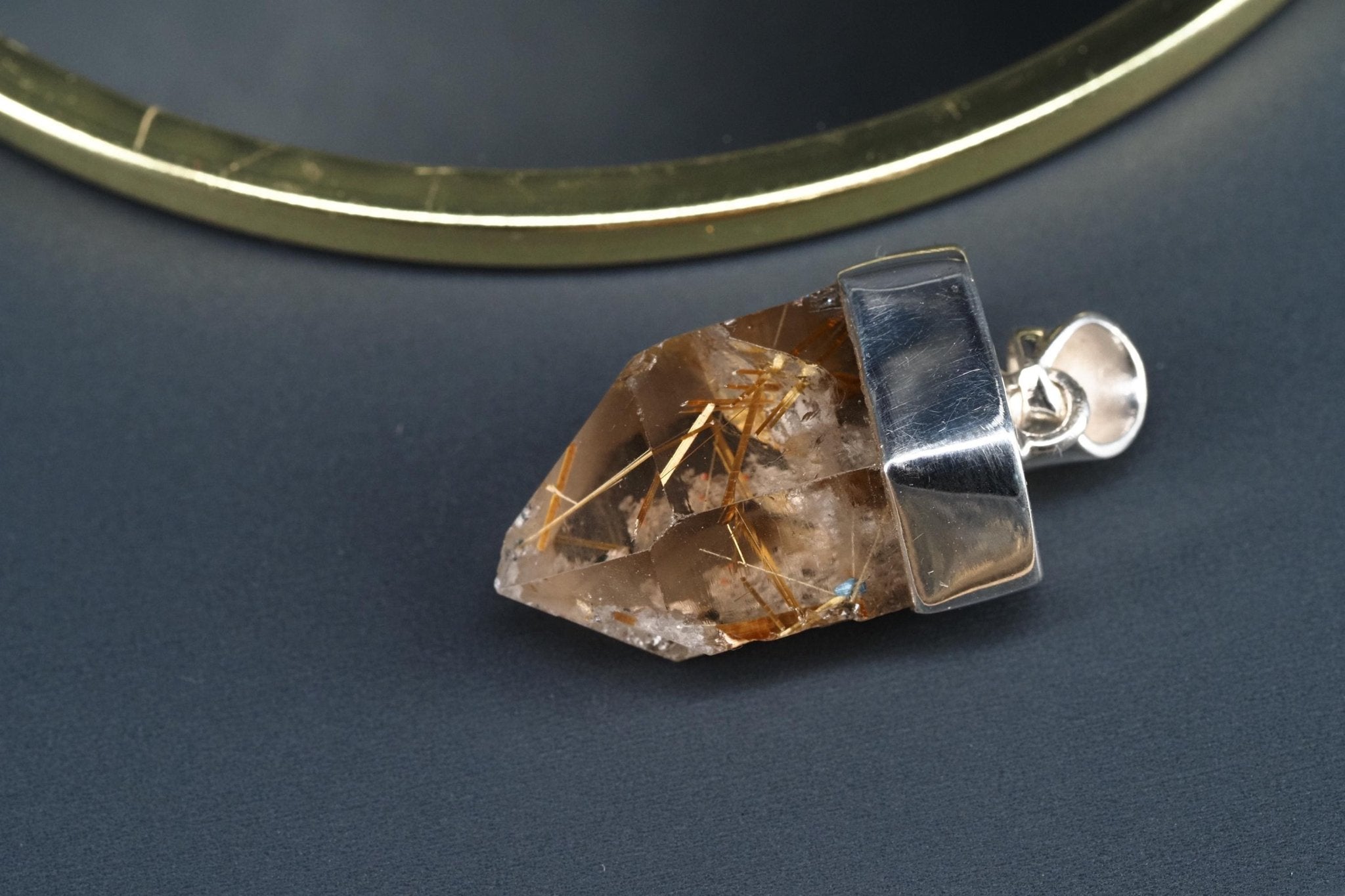 Rutilquarz Anhänger Silber Brasilien Länge mit Öse 34mm