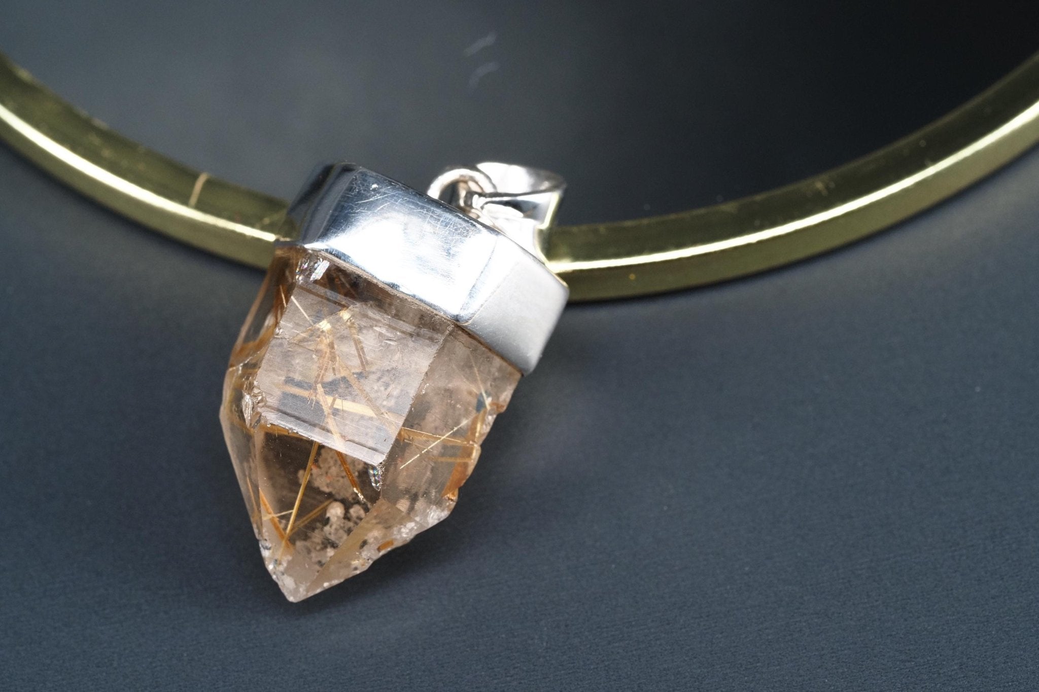 Rutilquarz Anhänger Silber Brasilien Länge mit Öse 34mm