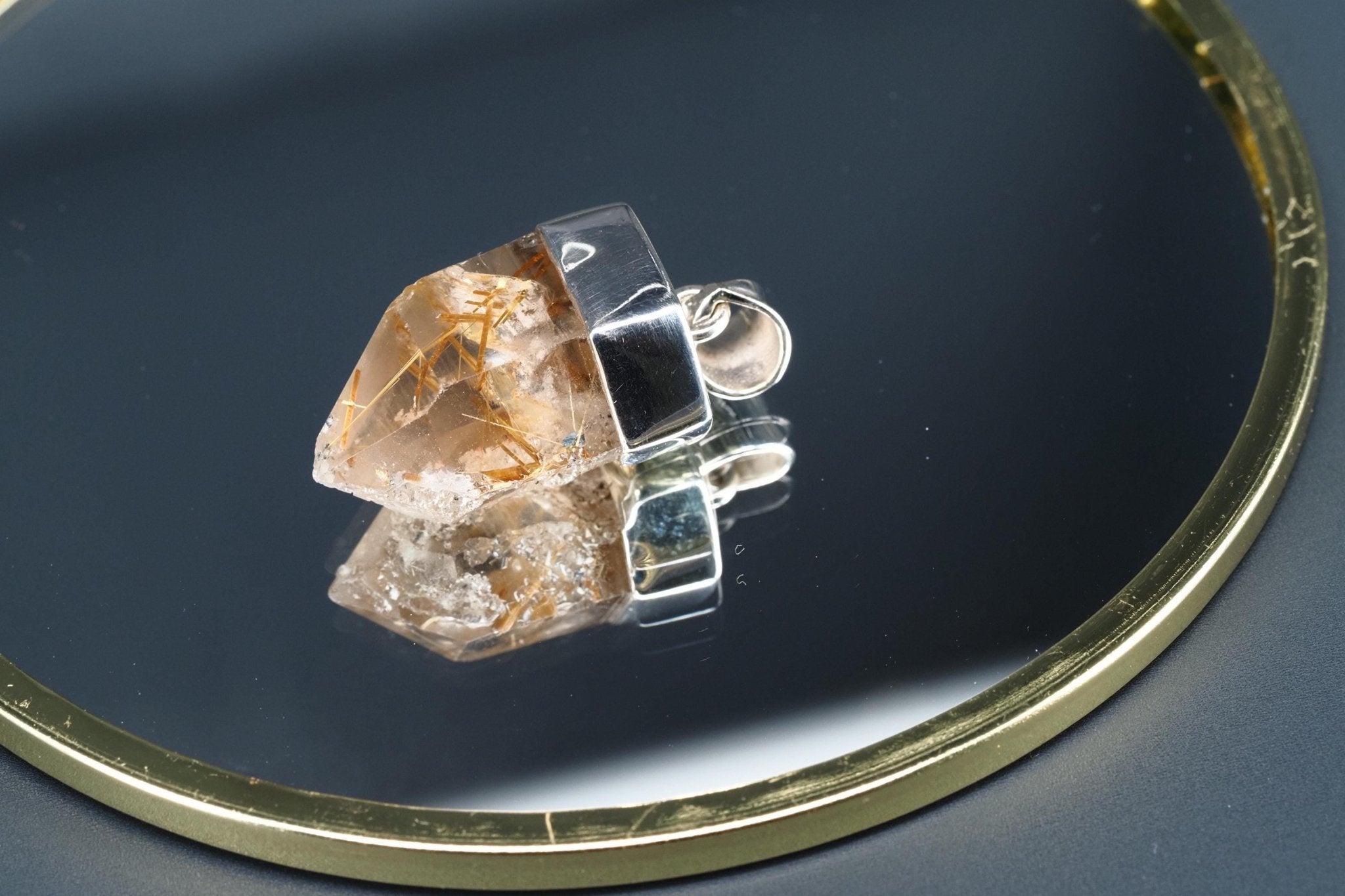 Rutilquarz Anhänger Silber Brasilien Länge mit Öse 34mm