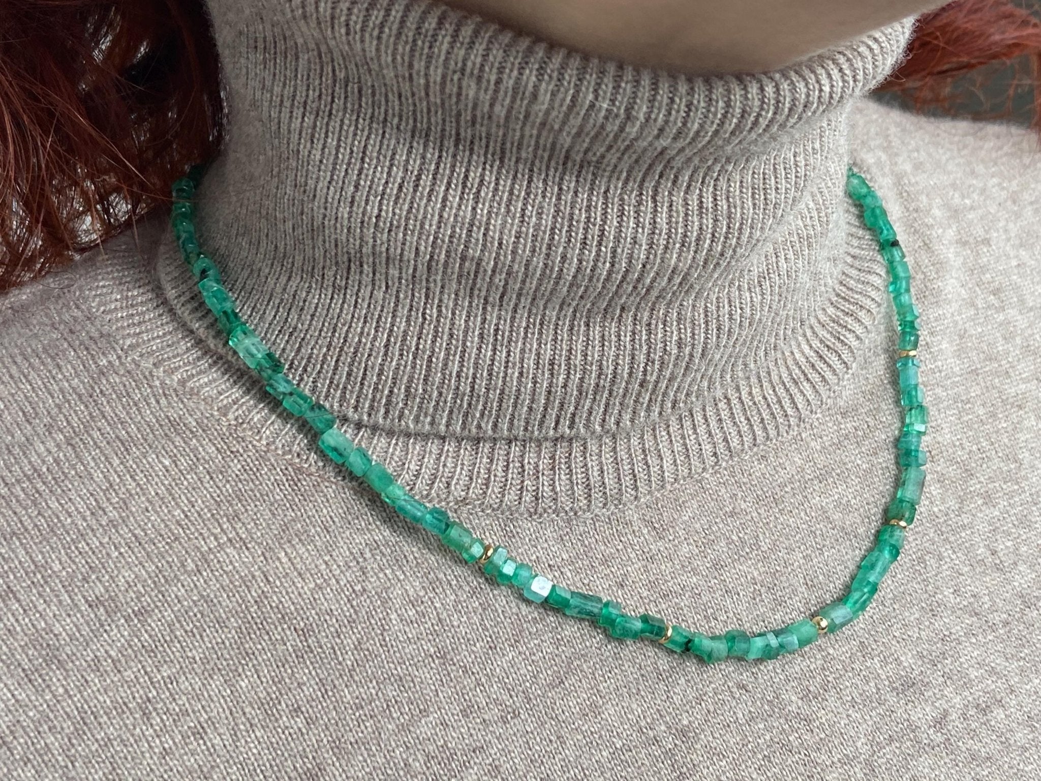 Smaragd Kette Brasilien mit 14 Karat Gold Verschluss