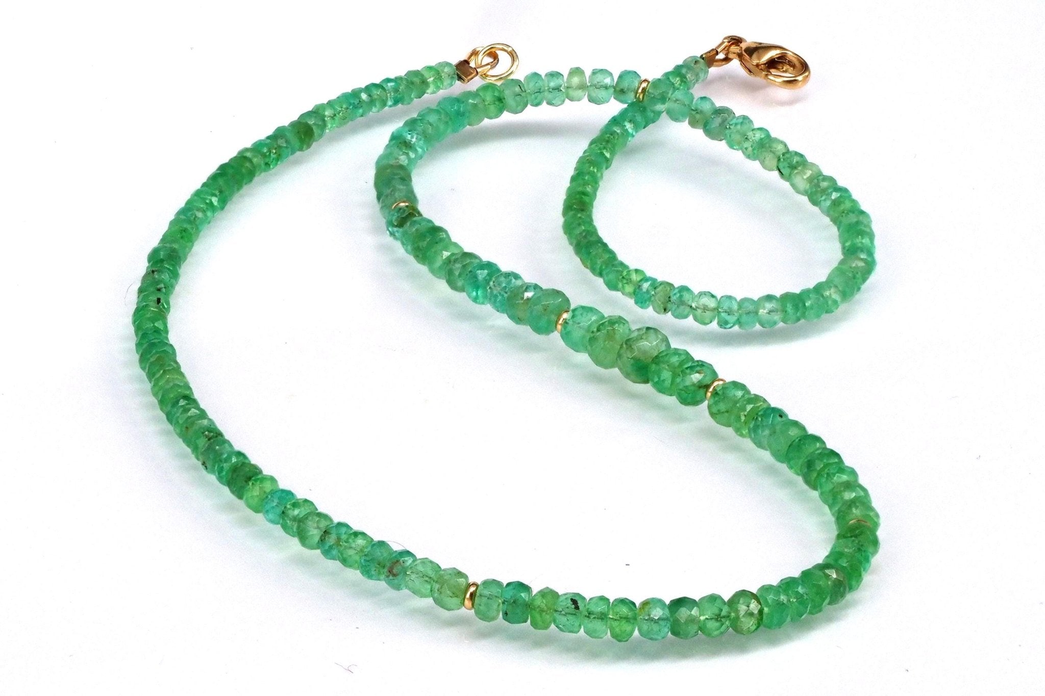 Smaragd Kette Kolumbien mit 14 Karat Gold Verschluss