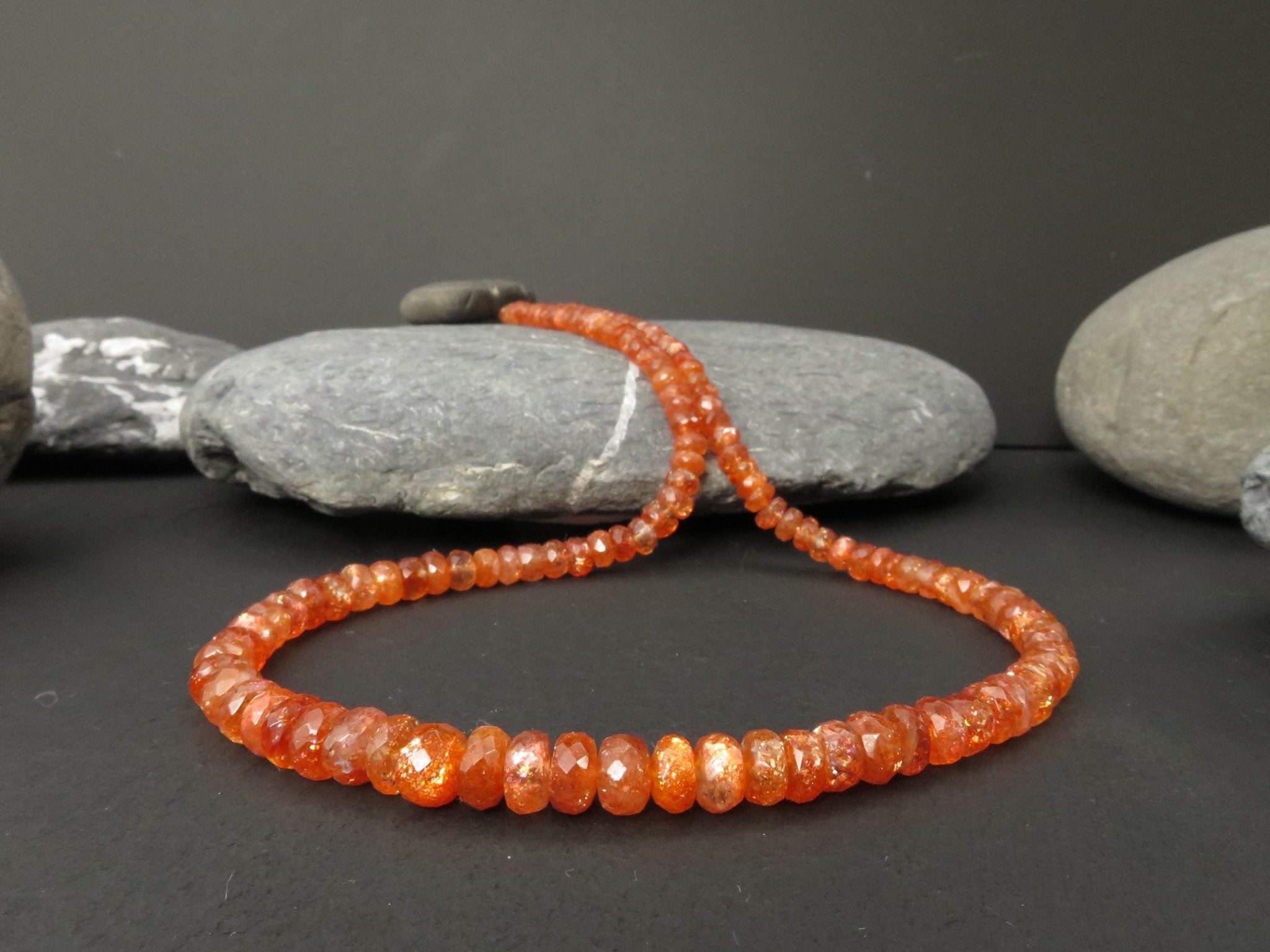 Sonnenstein Kette 47,5cm Sterling Silber Edelsteinkette