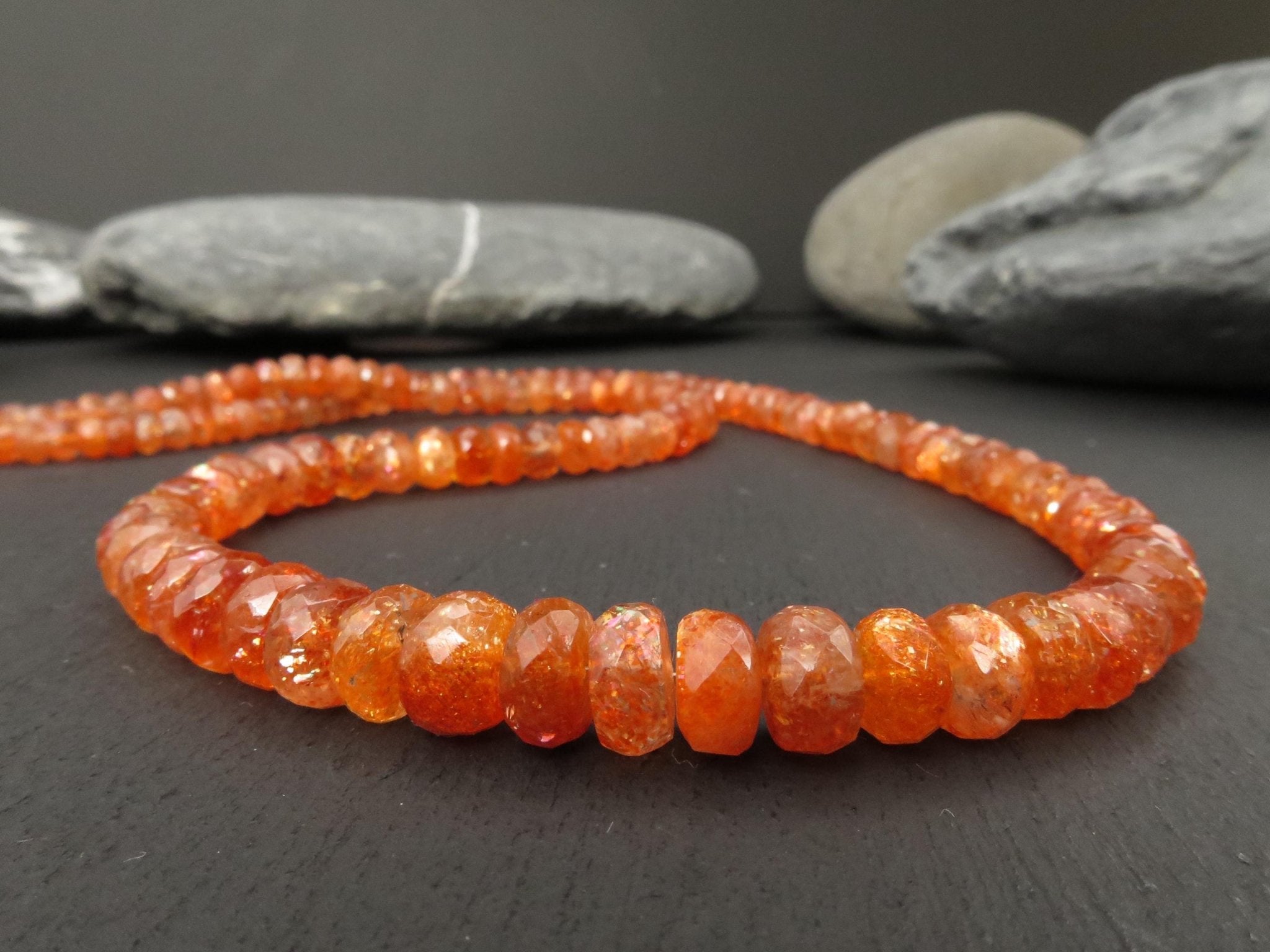 Sonnenstein Kette 47,5cm Sterling Silber Edelsteinkette