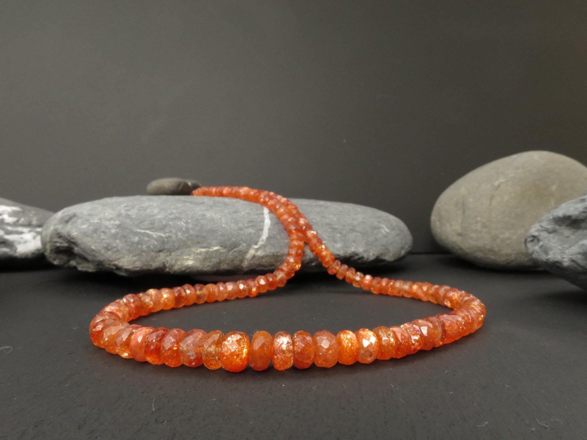 Sonnenstein Kette 47,5cm Sterling Silber Edelsteinkette