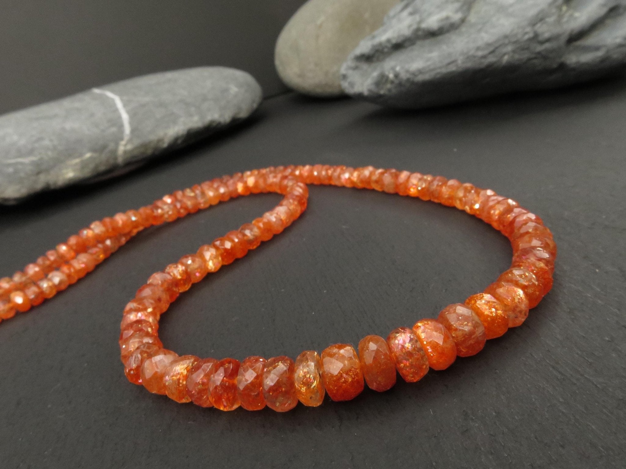 Sonnenstein Kette 47,5cm Sterling Silber Edelsteinkette