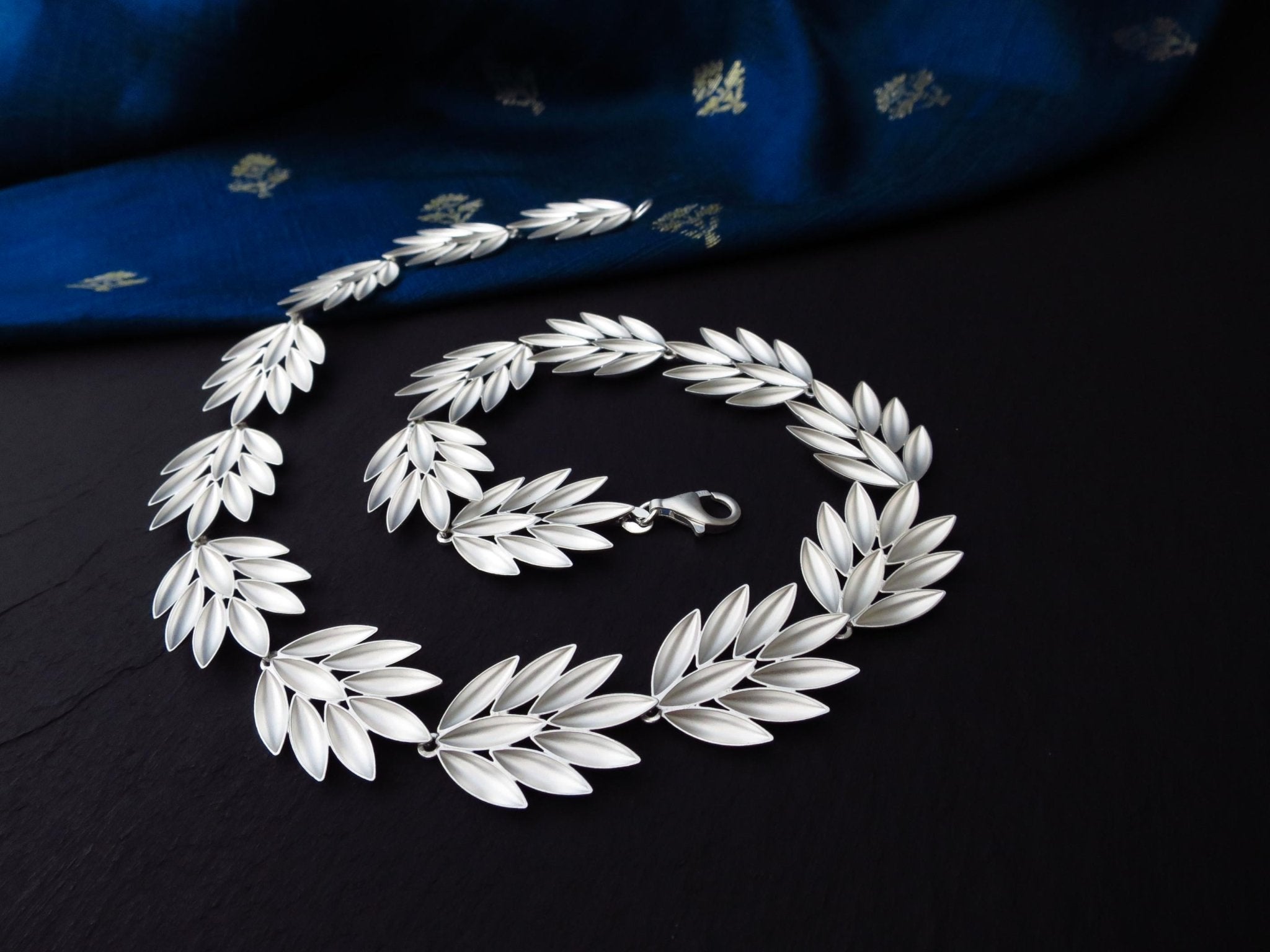 Sterling Silber Blumen Kette 43cm solid Natur Statement