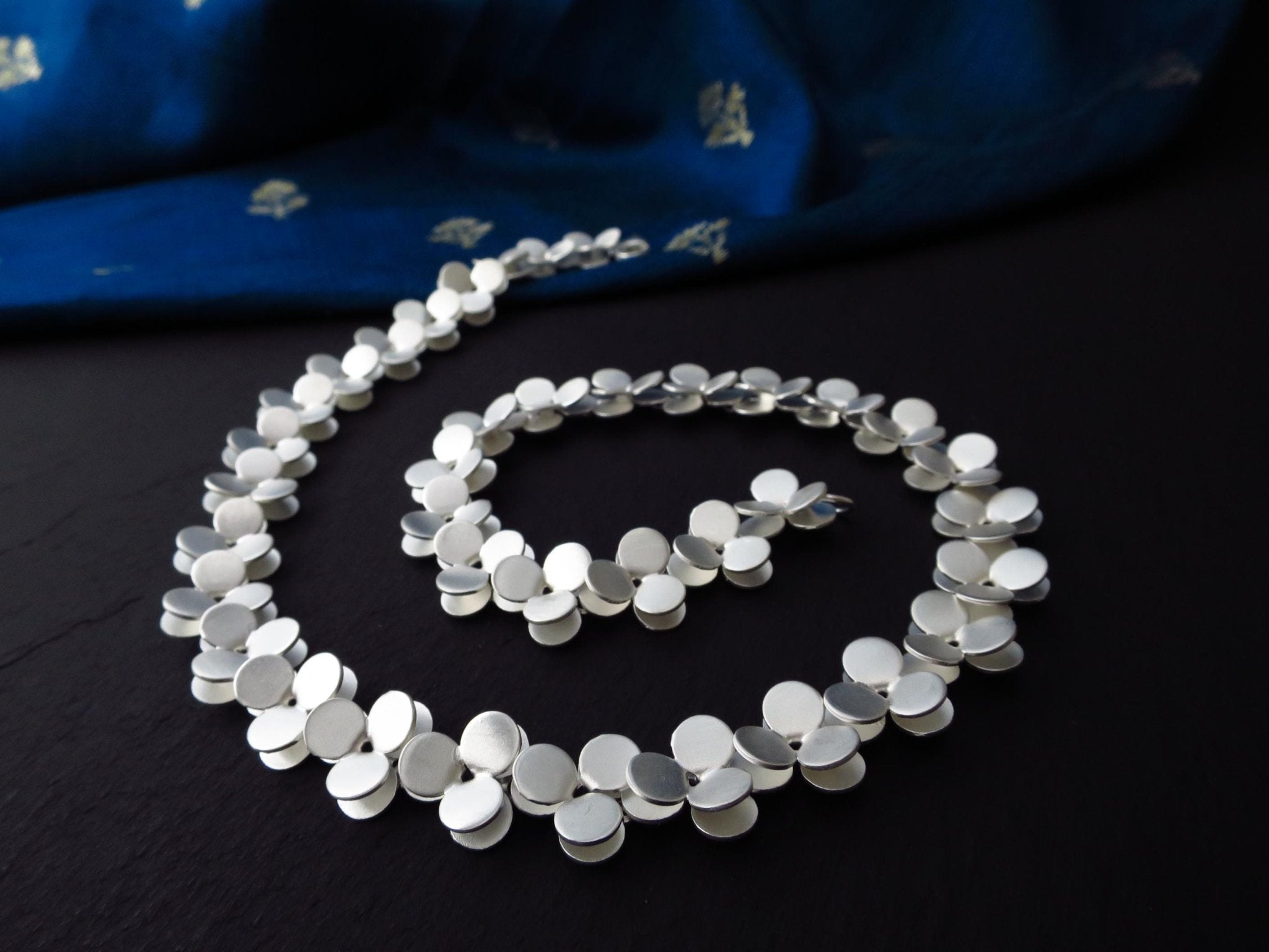 Sterling Silber Kette 43cm solid Blümchenkette