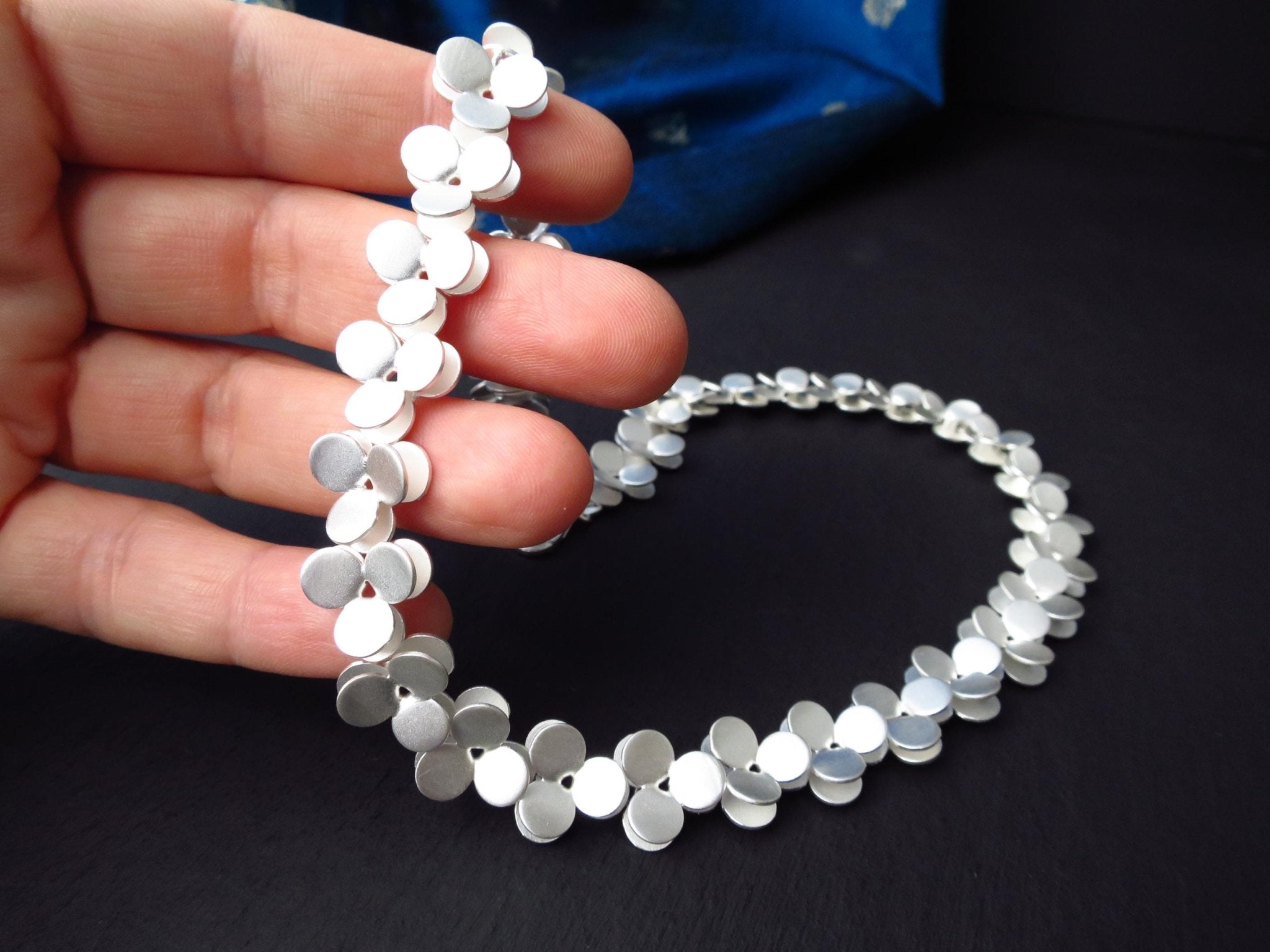 Sterling Silber Kette 43cm solid Blümchenkette