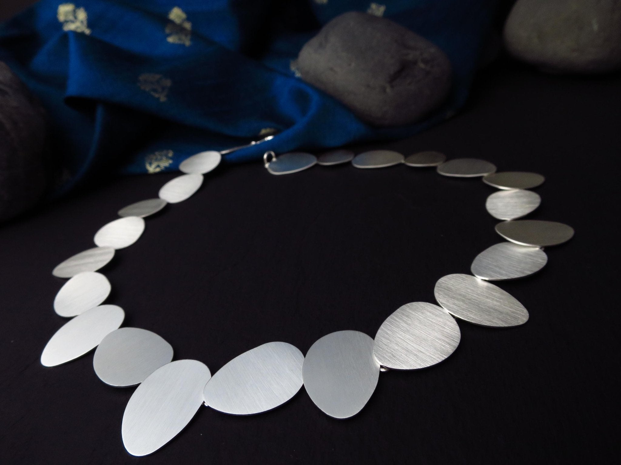 Sterling Silber Kette 44cm solid Scheiben Statement