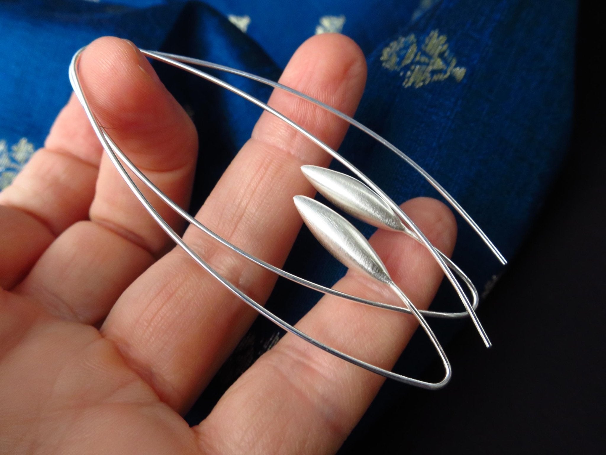 Sterling Silber Ohrringe solid Avantgarde sehr lang