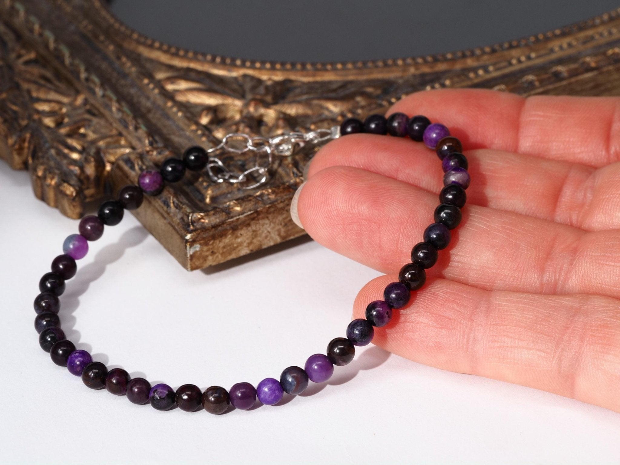 Sugilit Armband 100% echtes lila Edelsteinarmband 19 - 22cm