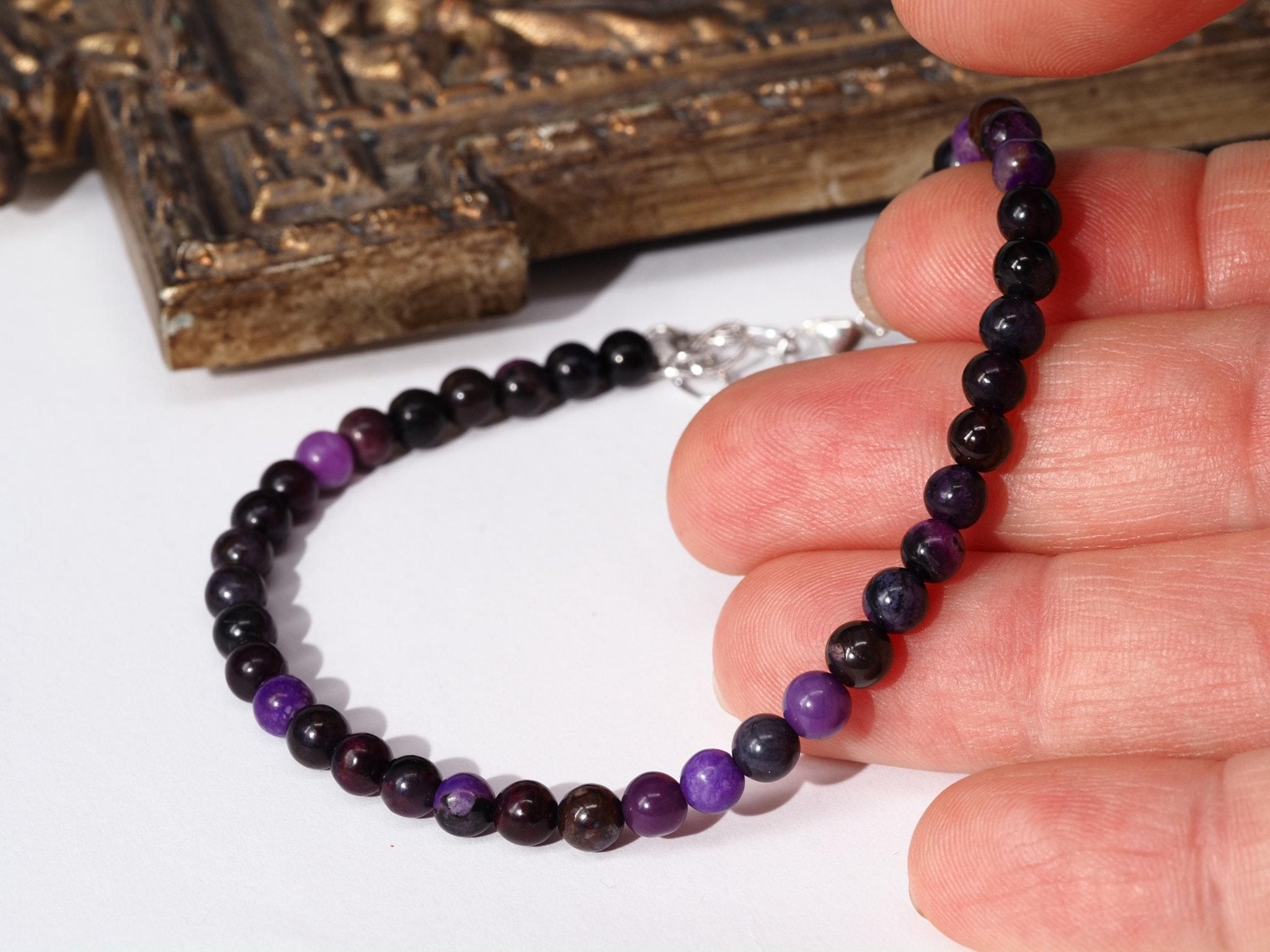 Sugilit Armband 100% echtes lila Edelsteinarmband 19 - 22cm