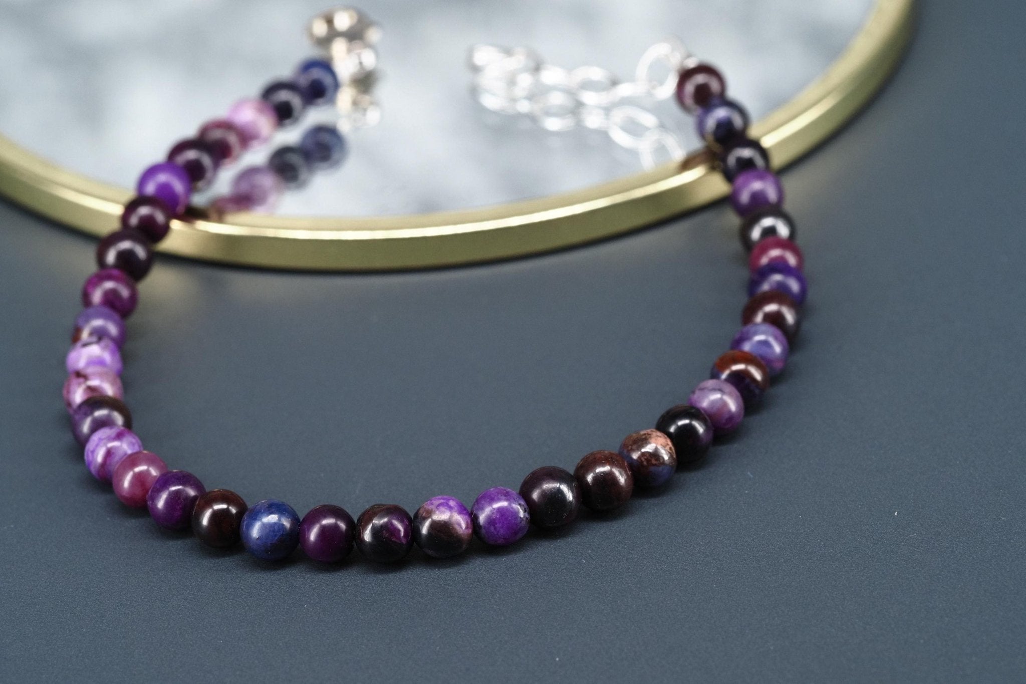 Sugilit Armband echtes lila Edelsteinarmband 19 - 22,5cm