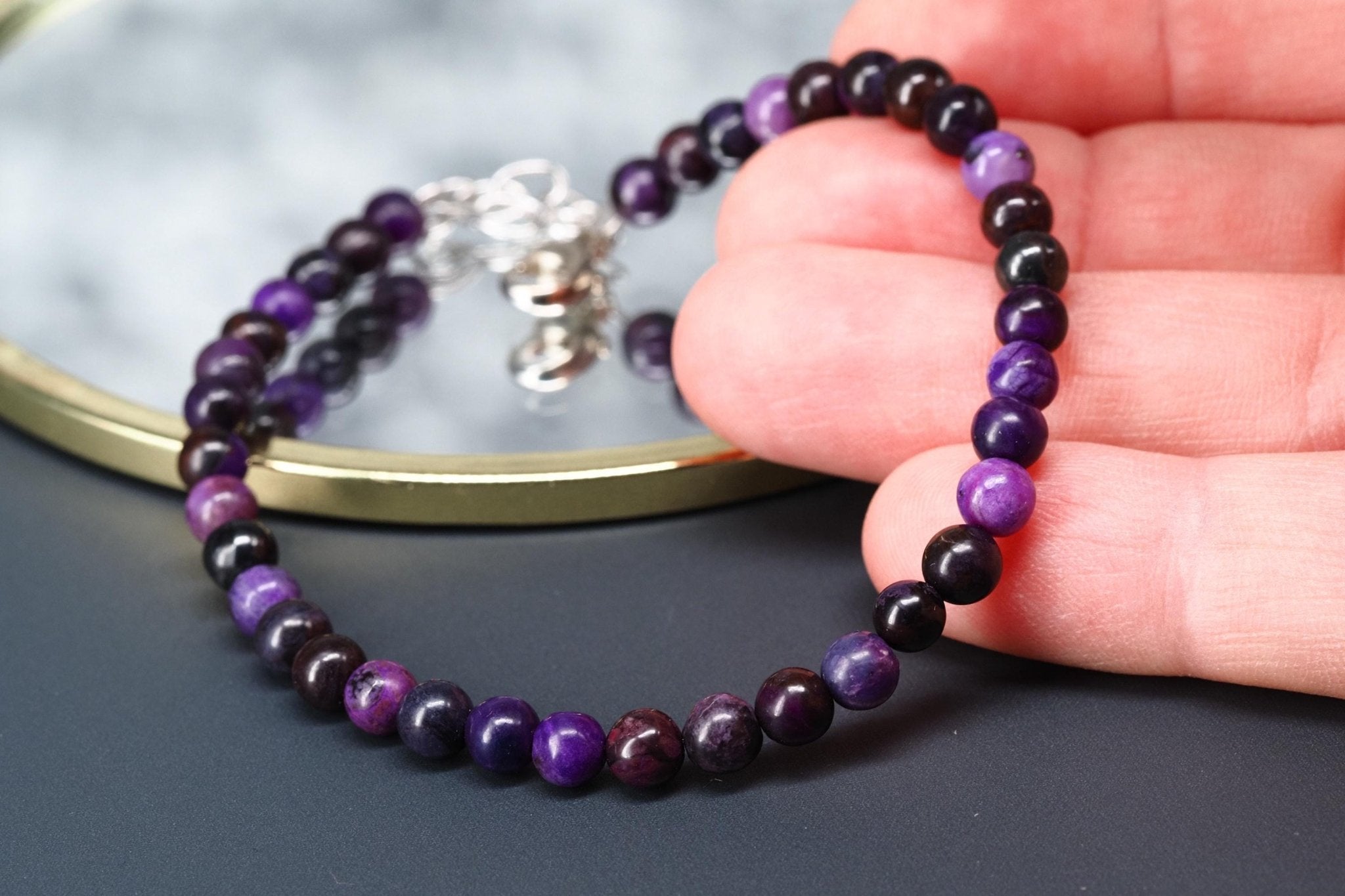 Sugilit Armband echtes lila Edelsteinarmband 19 - 22cm