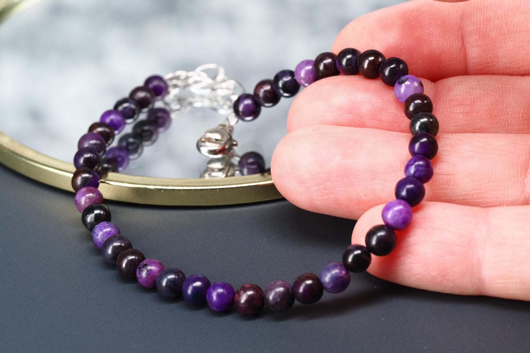 Sugilit Armband echtes lila Edelsteinarmband 19 - 22cm