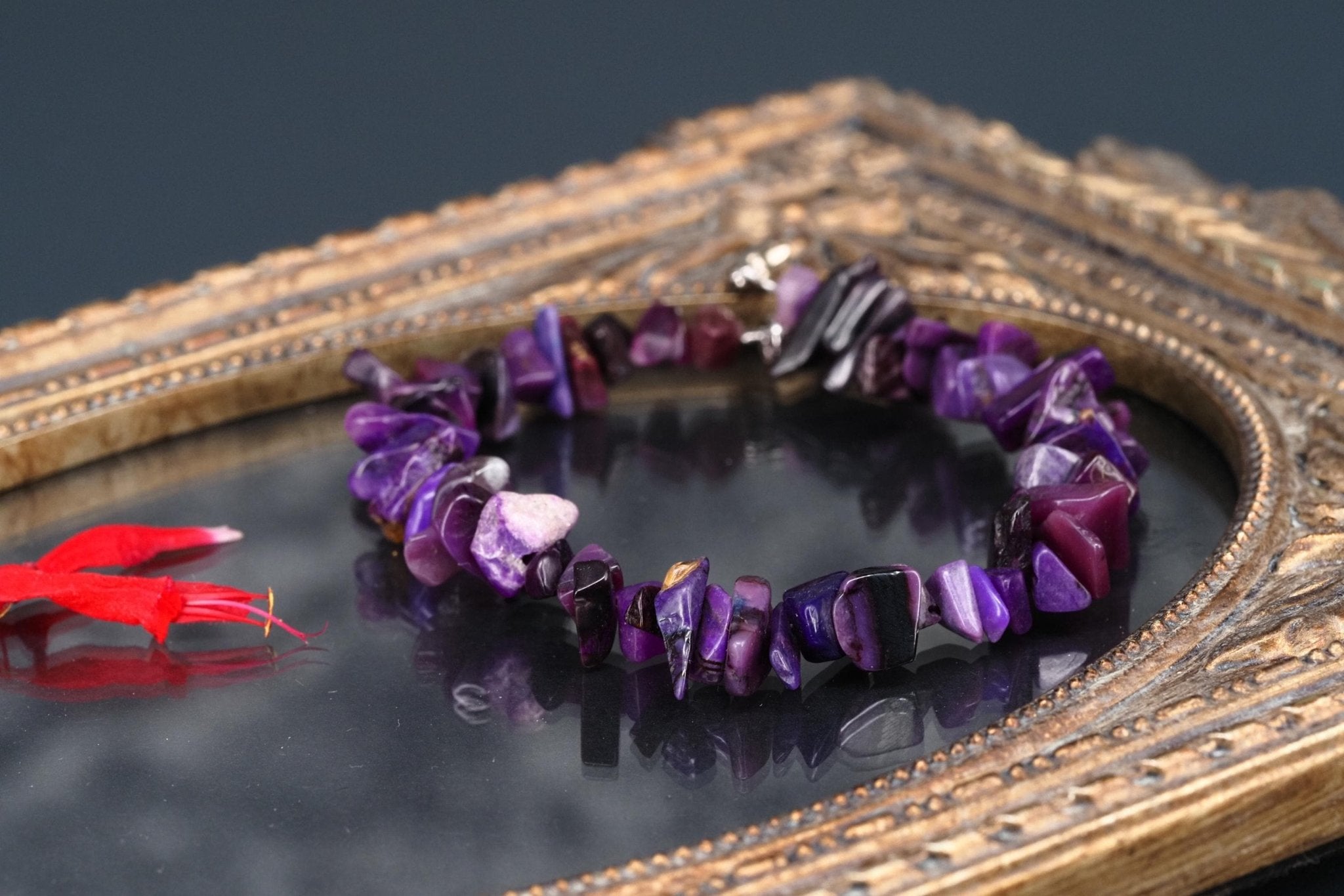 Sugilit Armband echtes lila Edelsteinarmband 19cm