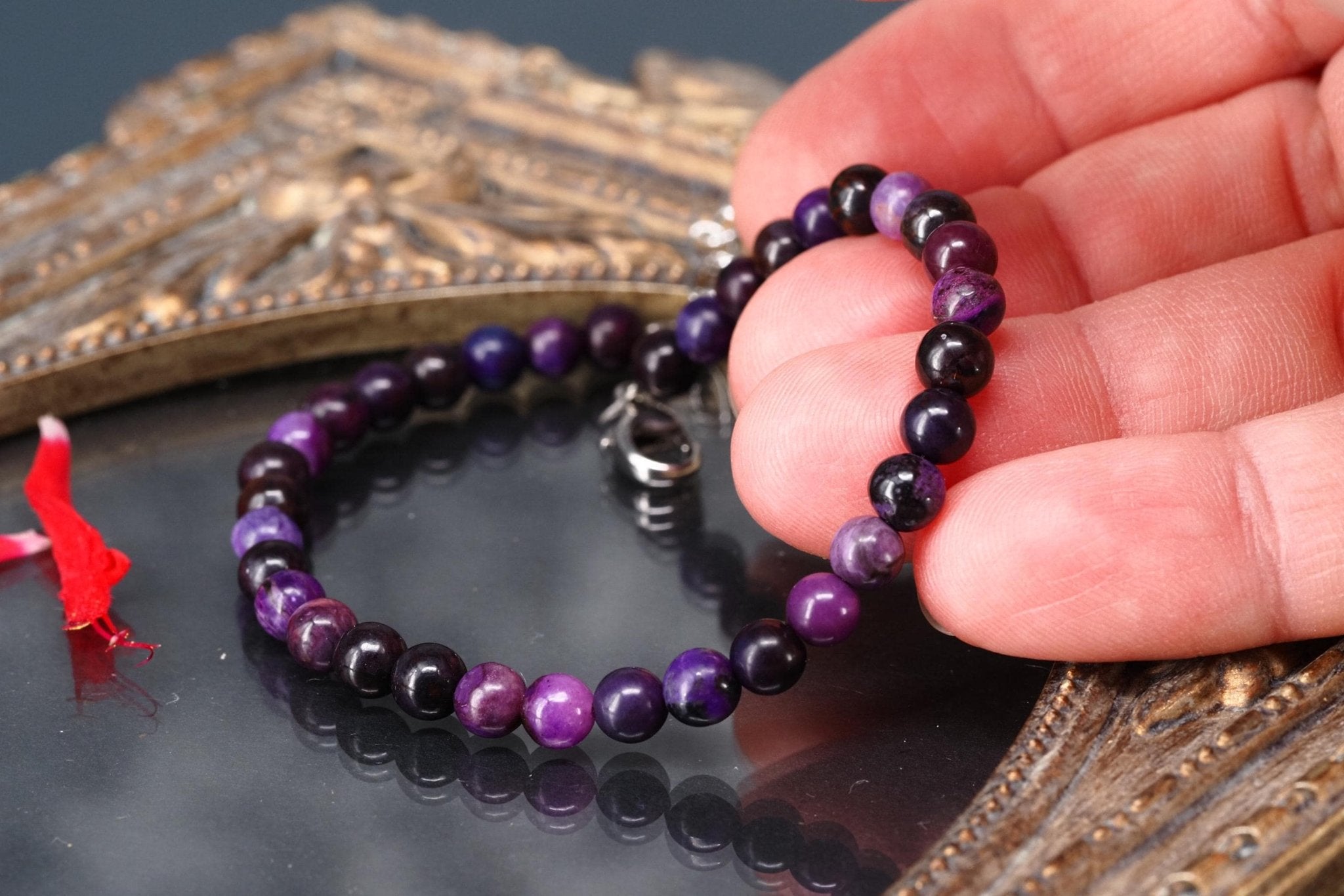 Sugilit Armband echtes lila Kugelarmband 19 - 22cm