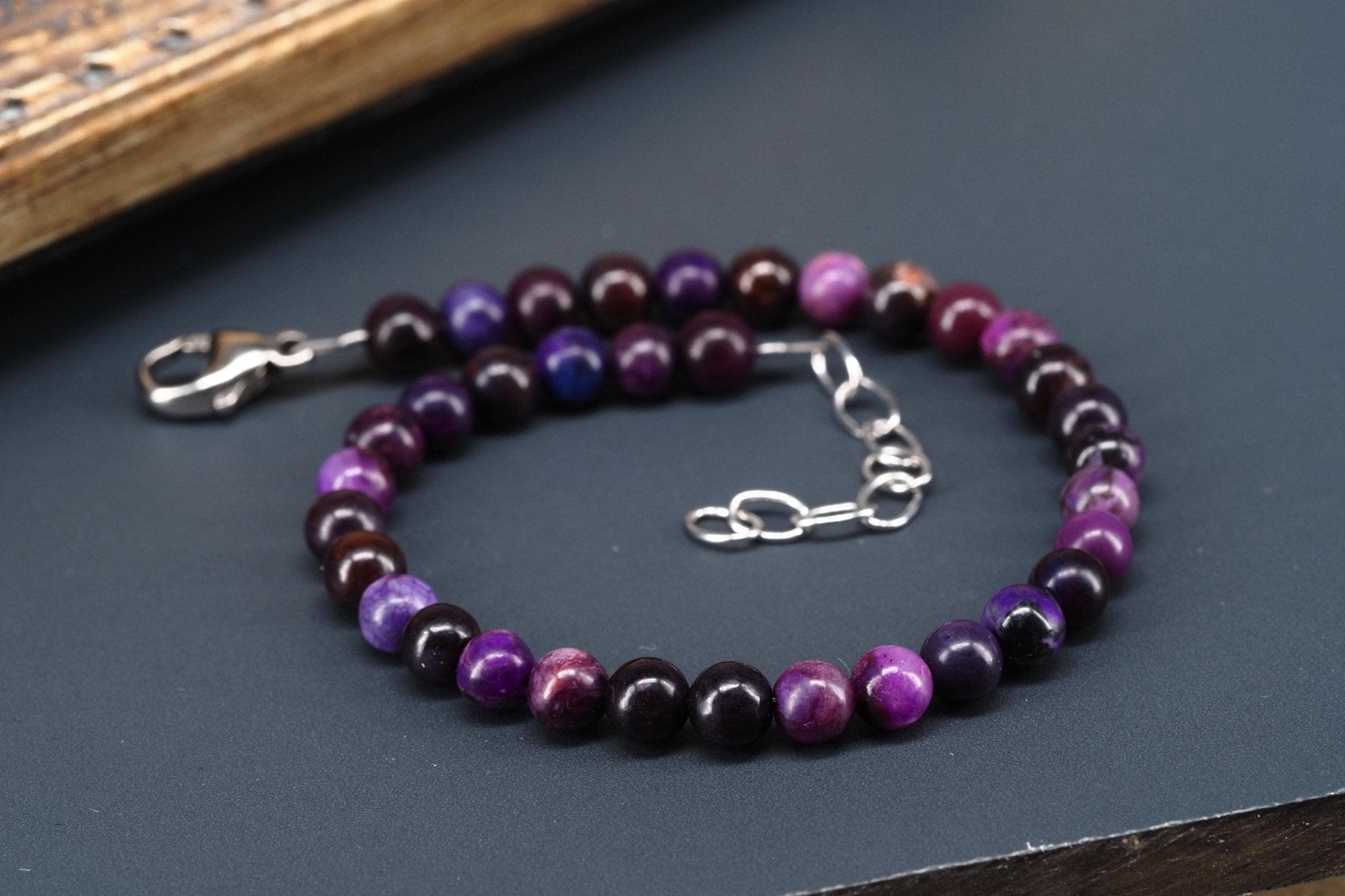 Sugilit Armband echtes lila Kugelarmband 19 - 22cm