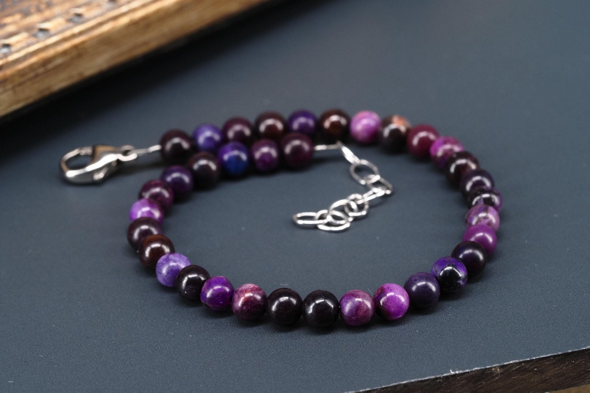 Sugilit Armband echtes lila Kugelarmband 19 - 22cm