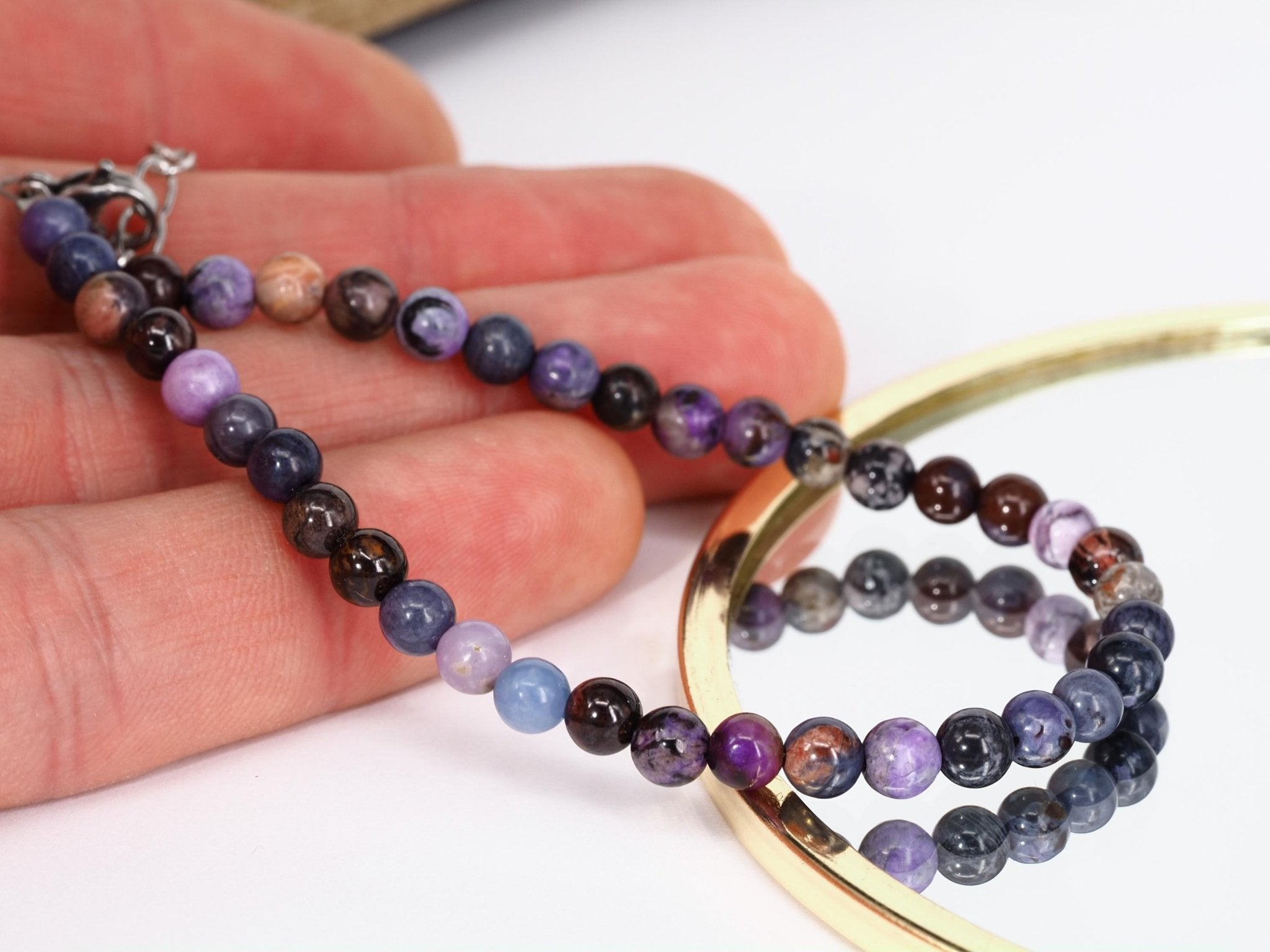 Sugilith Armband – echter, unbehandelter Natur - Edelstein Länge 20,5 zu 23cm