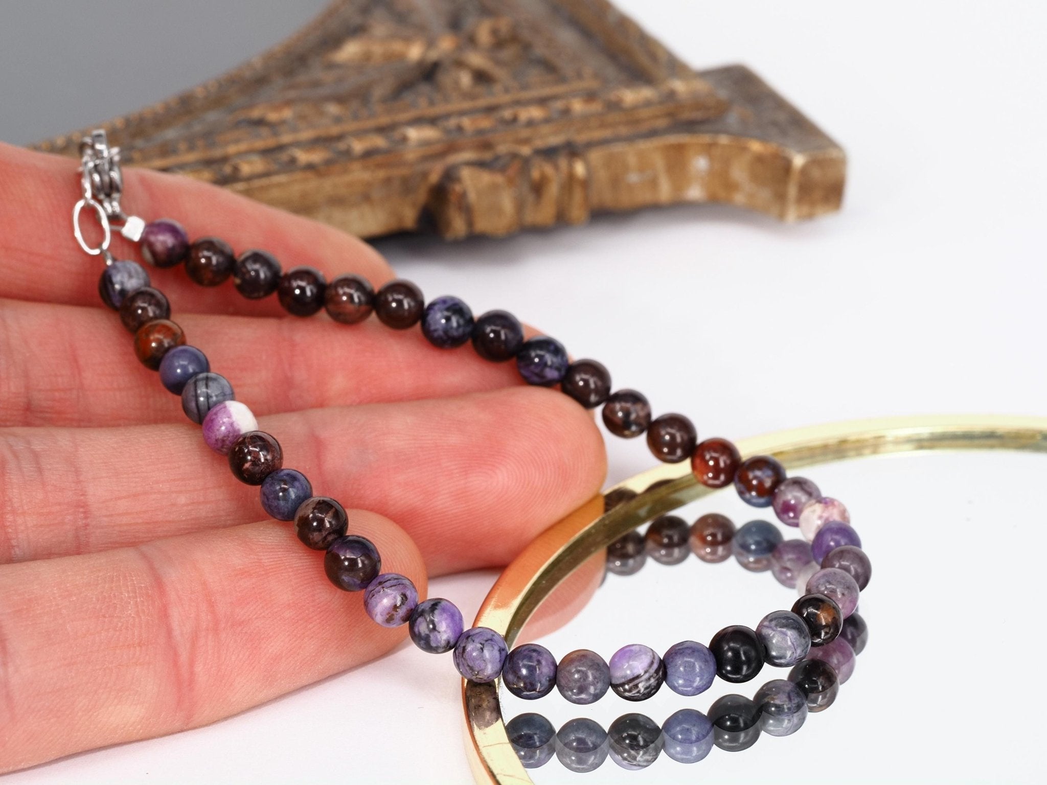 Sugilith Armband – echter, unbehandelter Natur - Edelstein Länge 20,5 zu 23cm