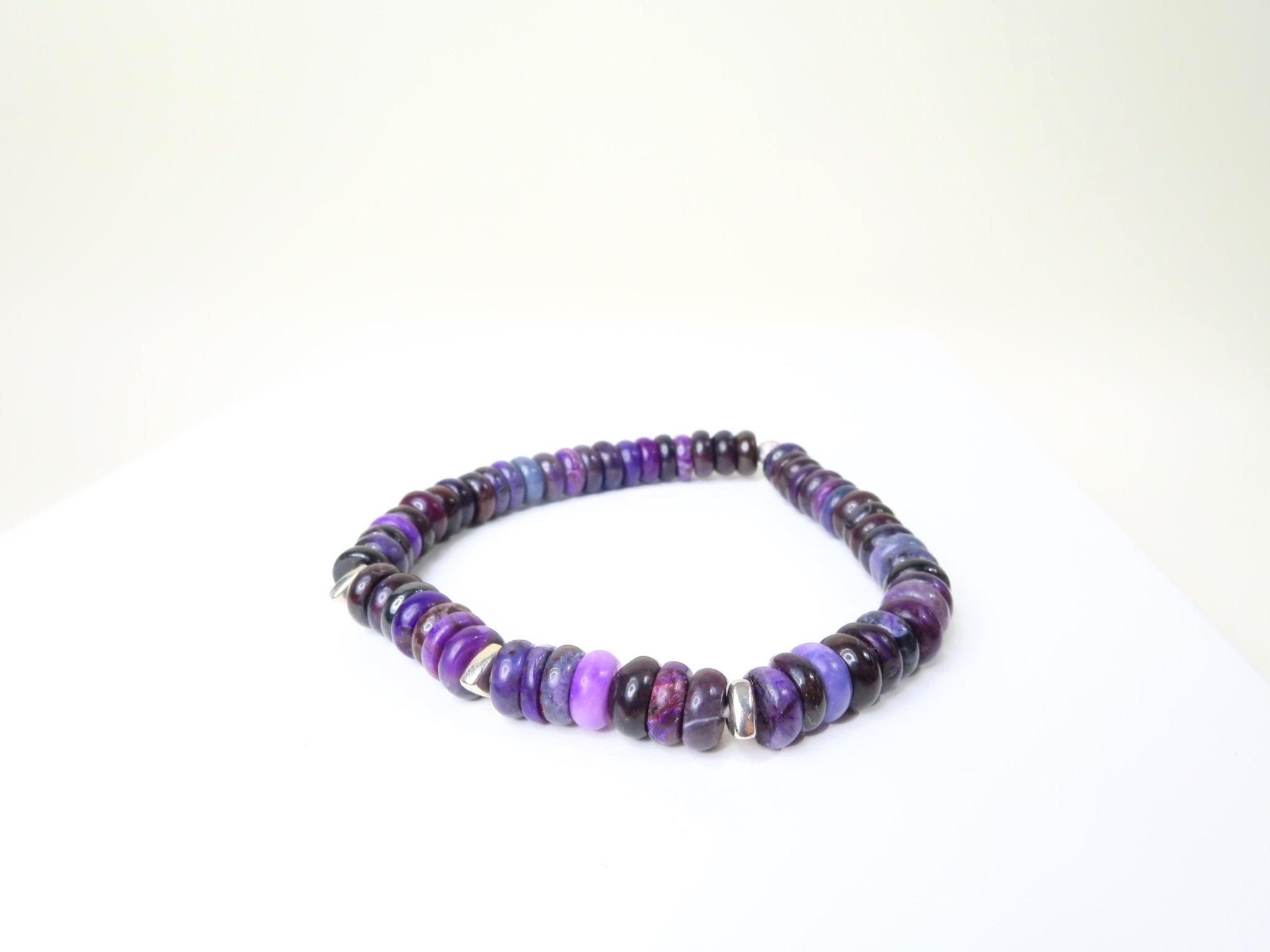 Sugilith Armband Silber elastisch für Herren und Damen