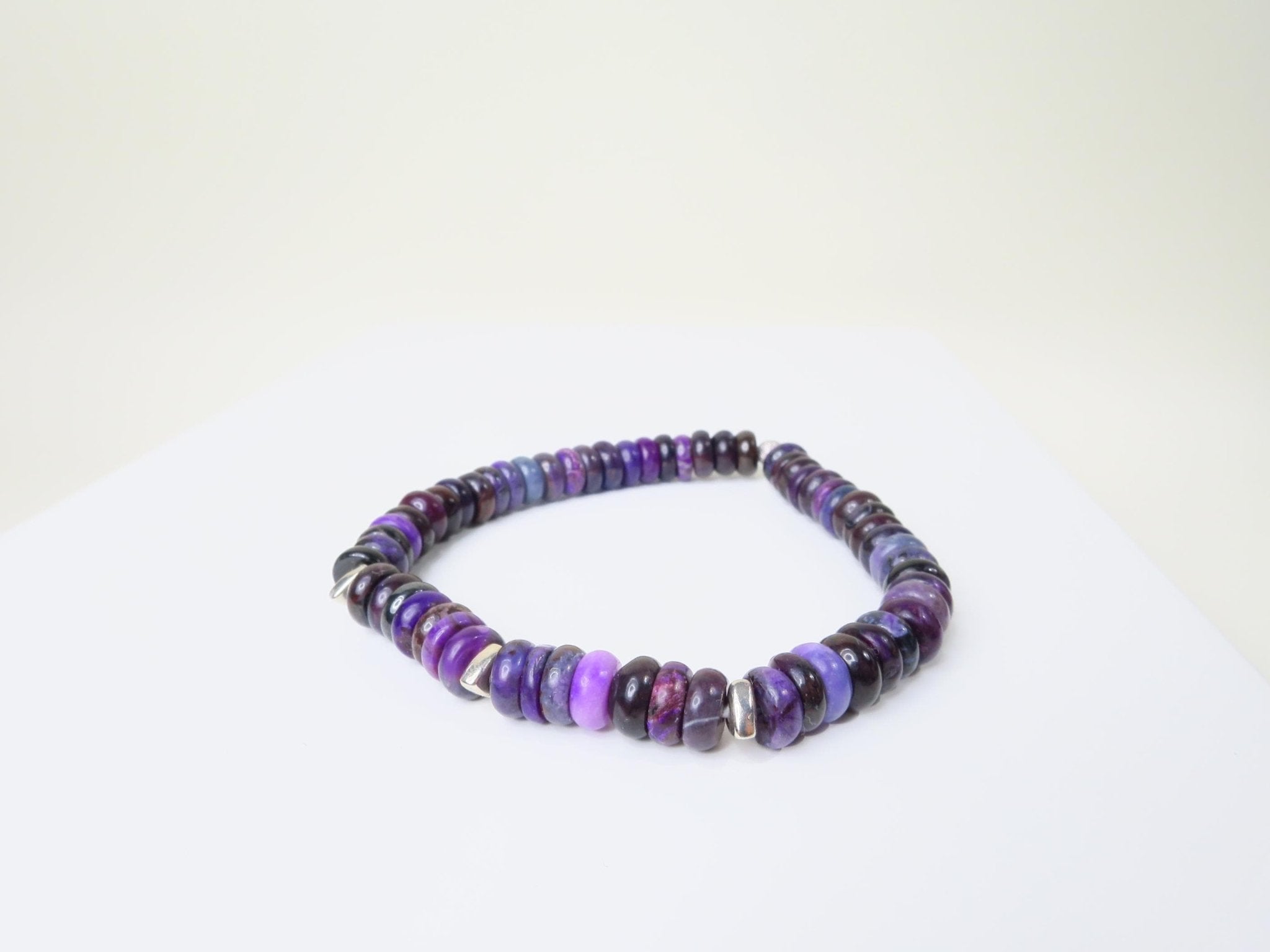 Sugilith Armband Silber elastisch für Herren und Damen