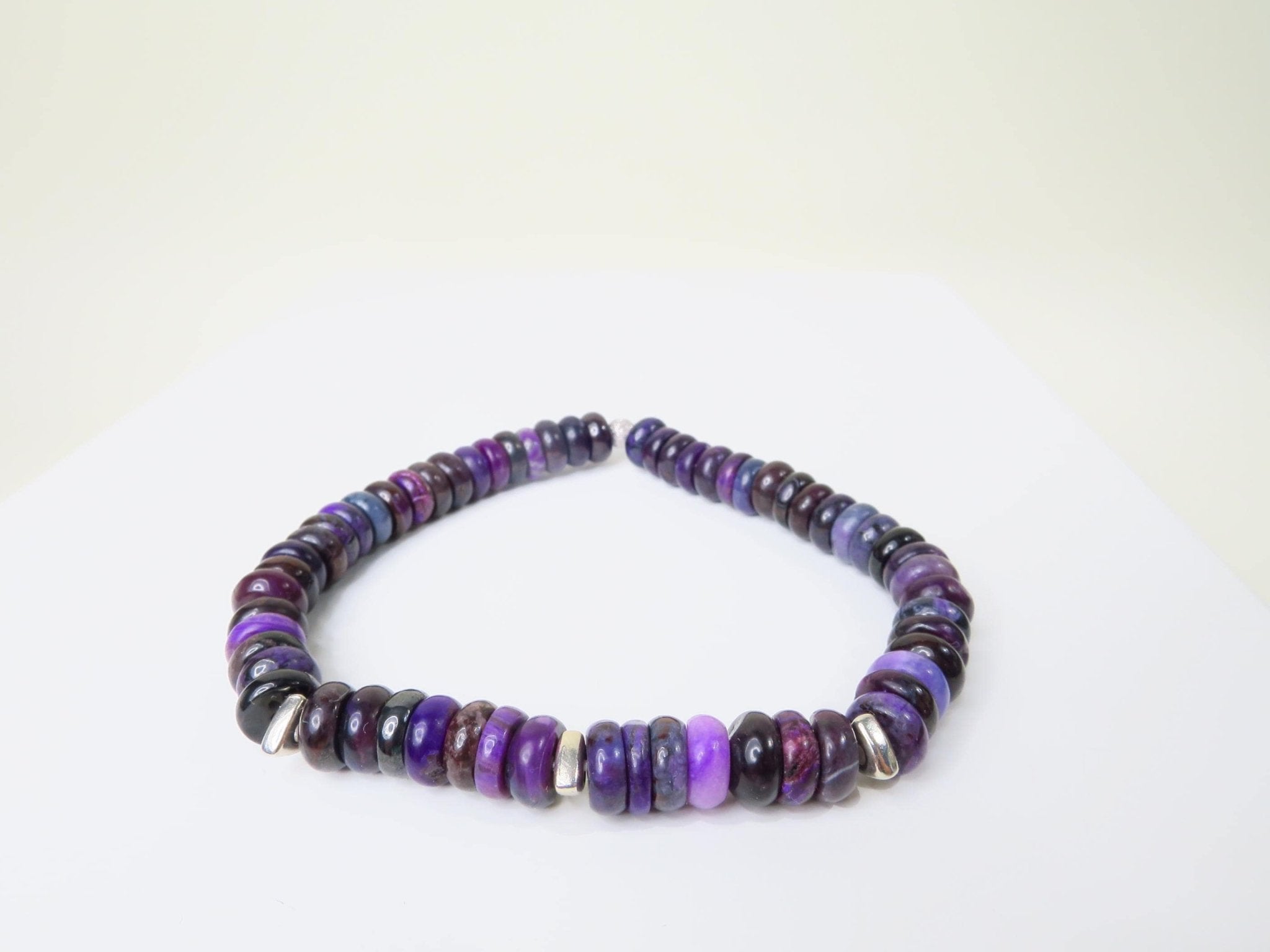 Sugilith Armband Silber elastisch für Herren und Damen