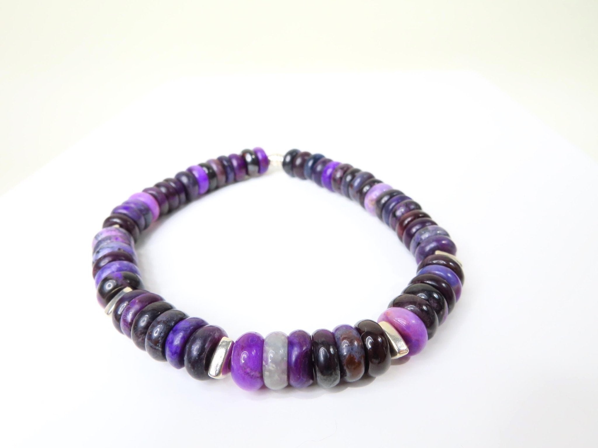 Sugilith Armband Silber elastisch für Herren und Damen